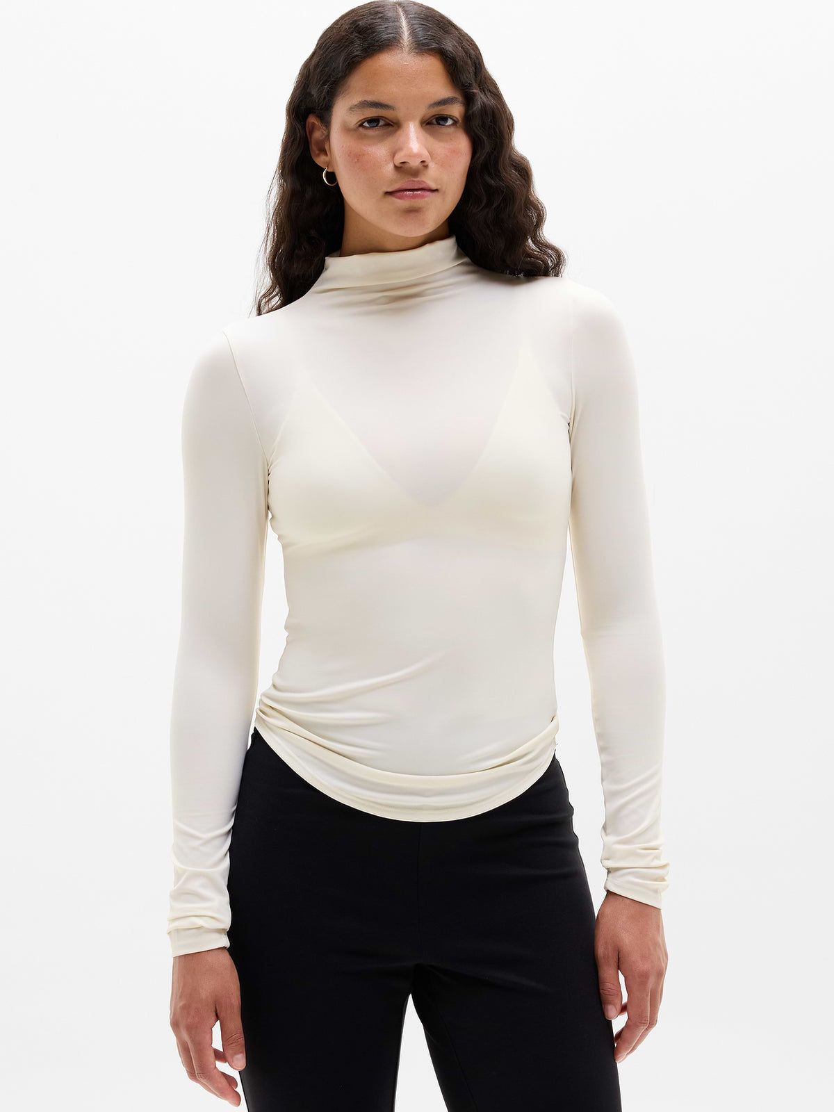 BodyMove Mock Neck Top - Bone