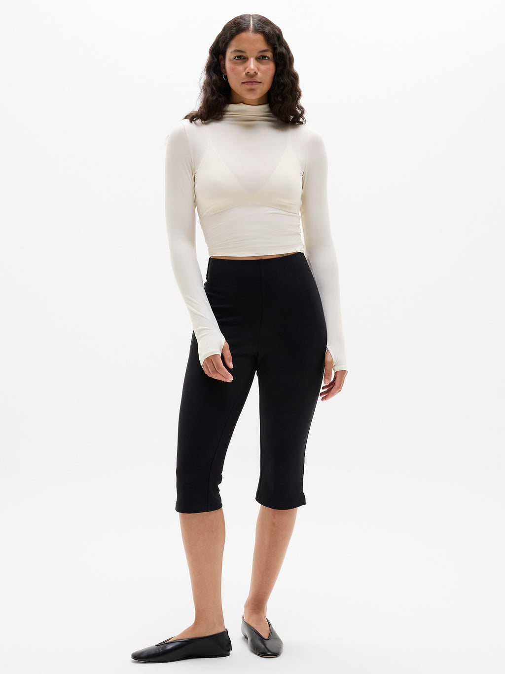 BodyMove Mock Neck Top - Bone