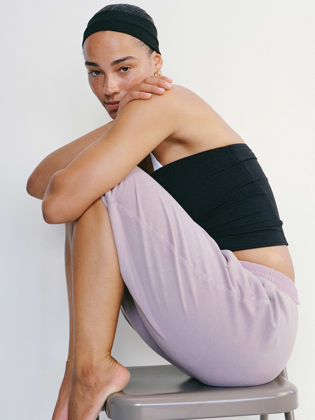 Airy Cotton Terry Snow Wash Capri - Blush