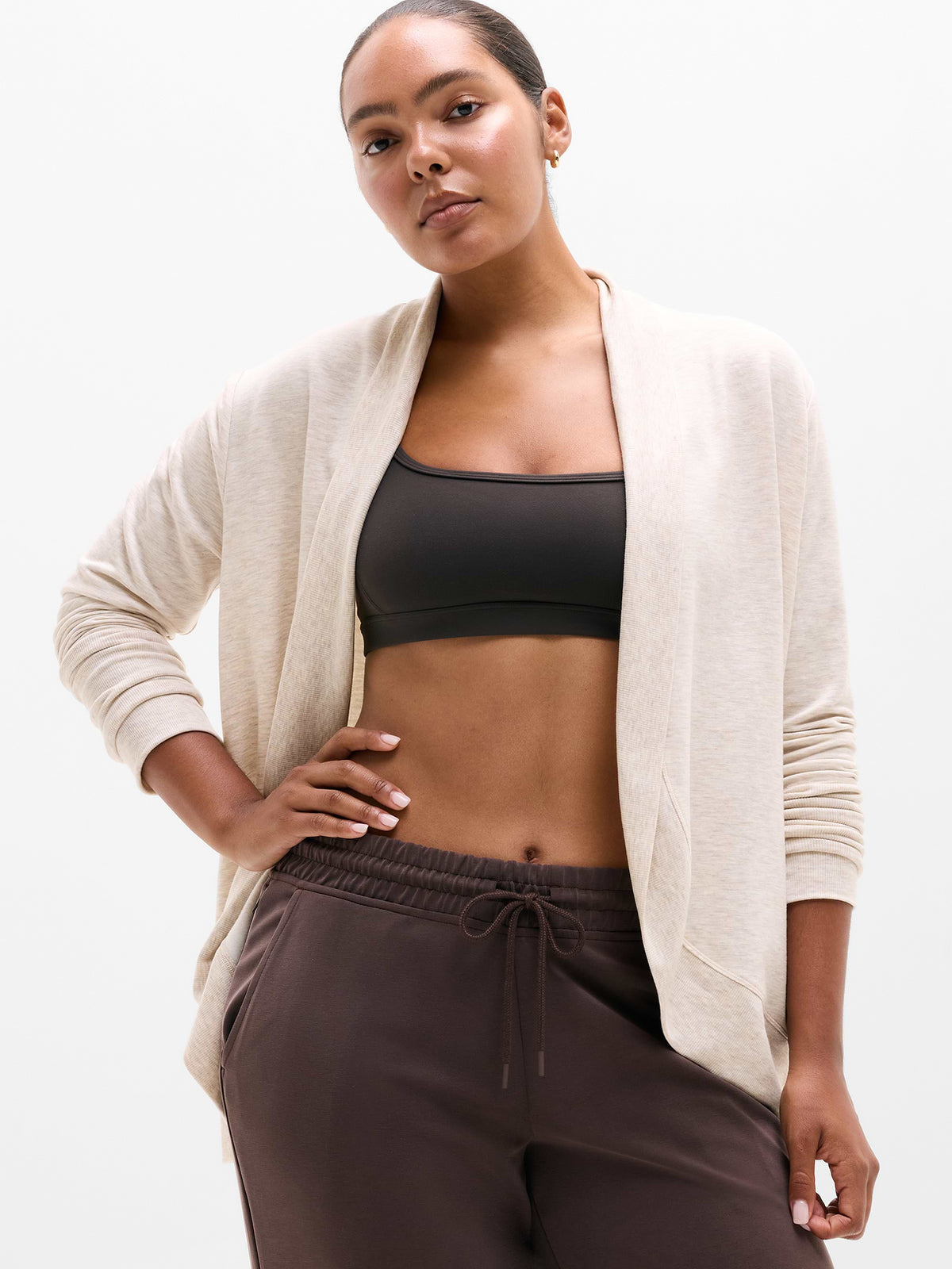 Coaster Luxe Open Cardigan - Sandstone Heather