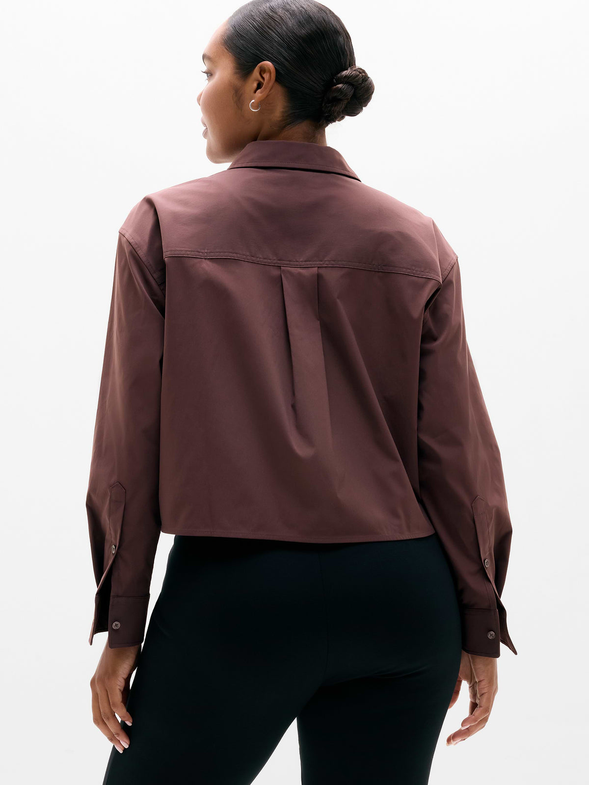Midday Cropped Poplin Shirt - Nocturnal