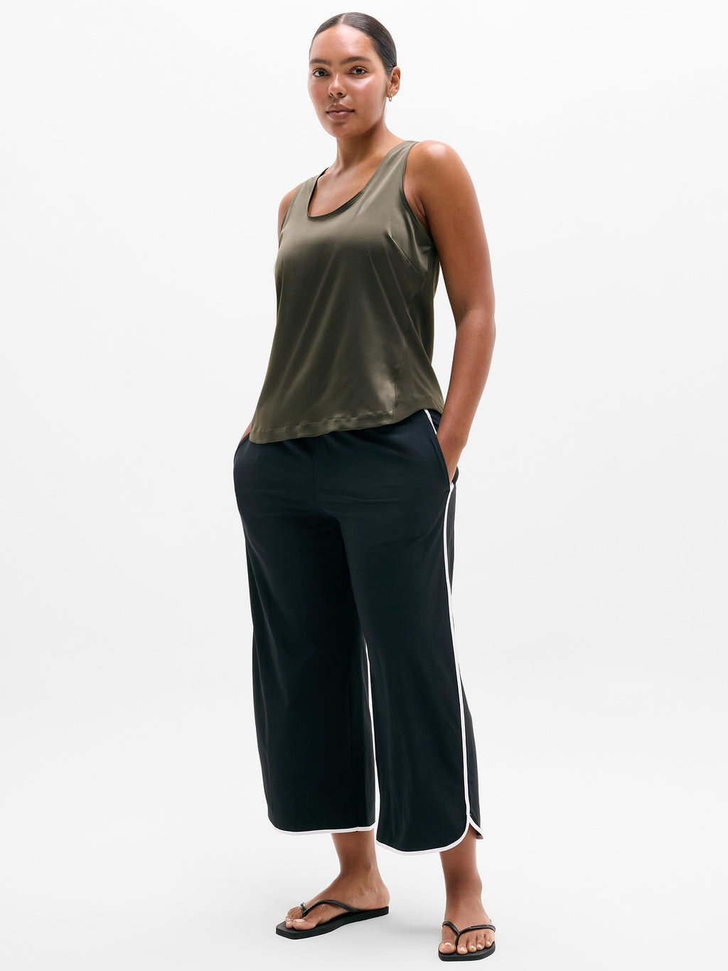 Featherweight Satin Tank - Jungle