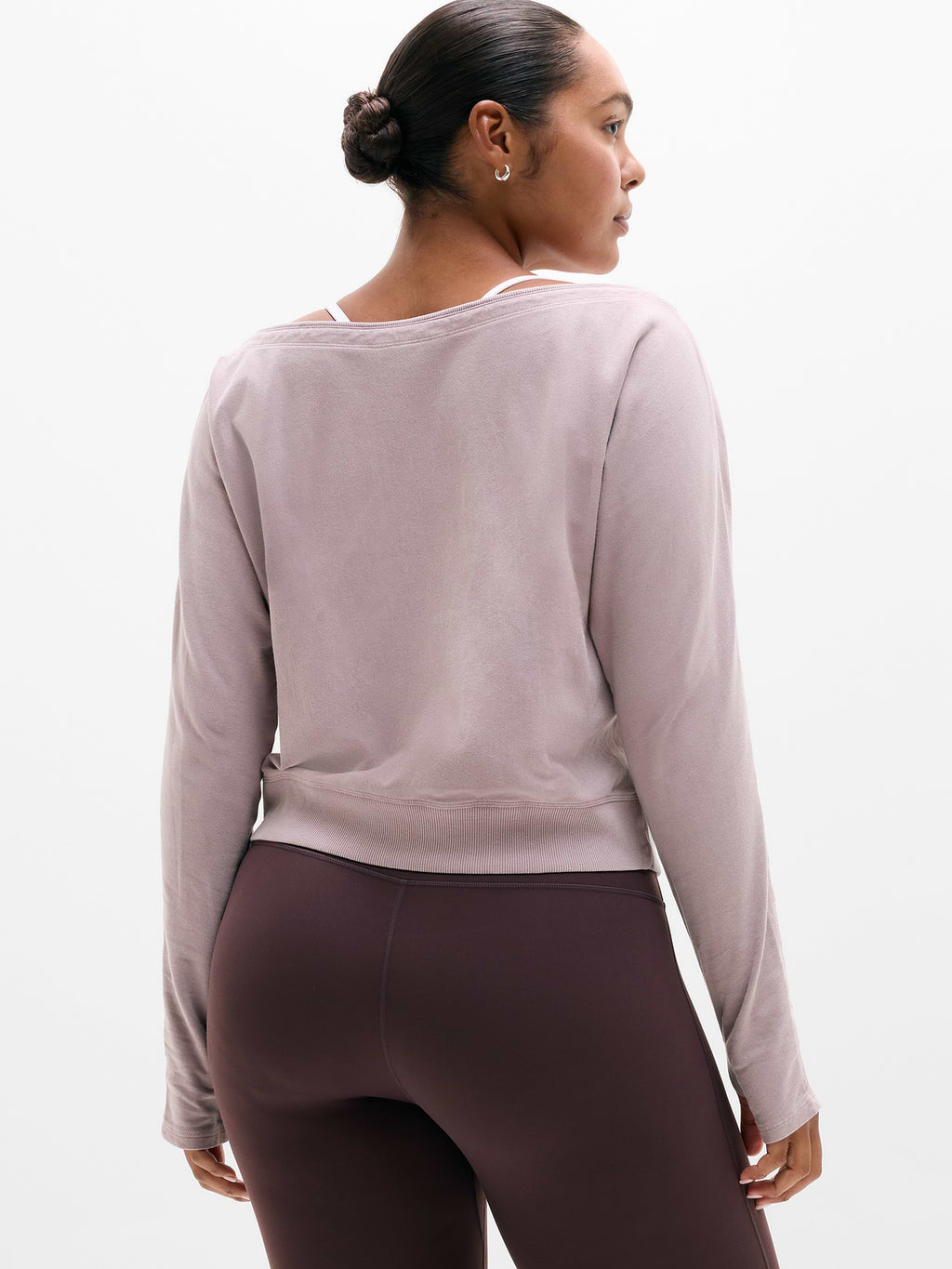 Airy Cotton Terry Snow Wash Boat Neck Sweatshirt - Blush