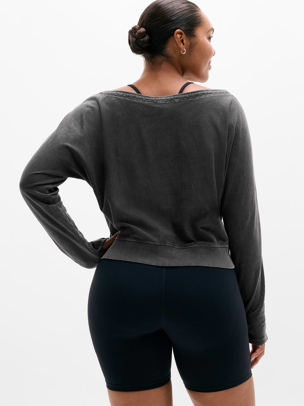 Airy Cotton Terry Snow Wash Boat Neck Sweatshirt - Ash