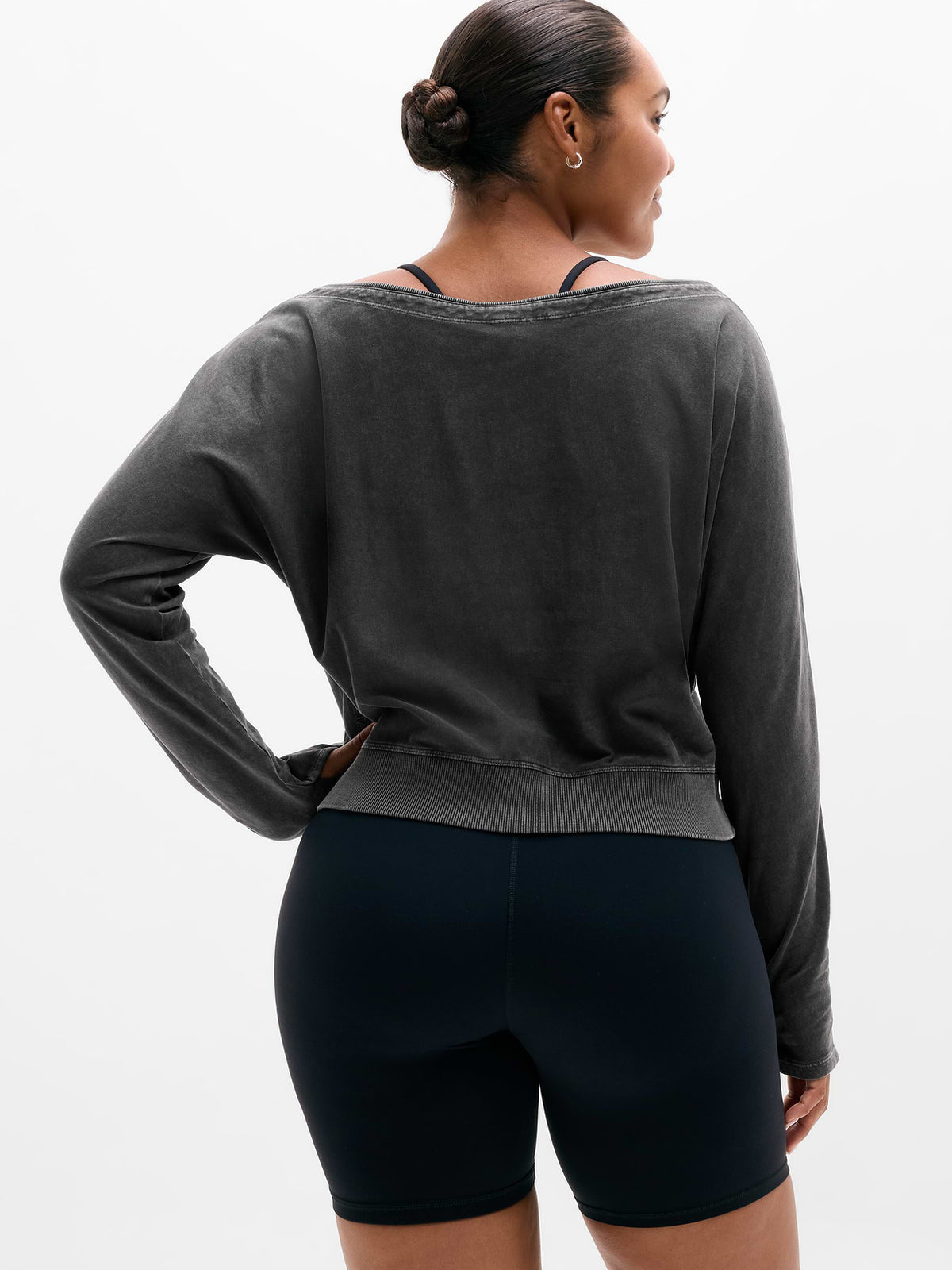 Airy Cotton Terry Snow Wash Boat Neck Sweatshirt - Ash