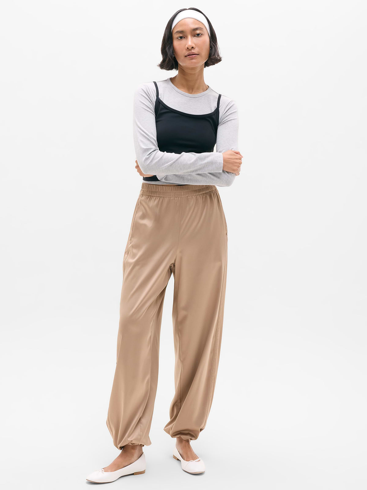 Featherweight Satin Pant - Savanna