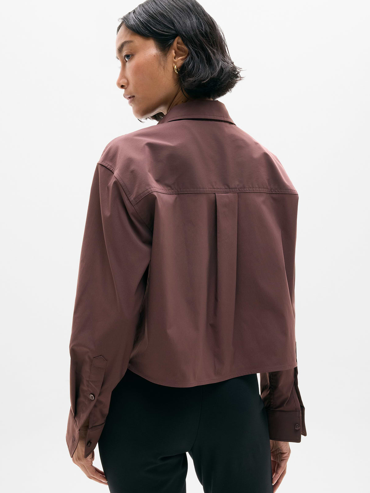 Midday Cropped Poplin Shirt - Nocturnal