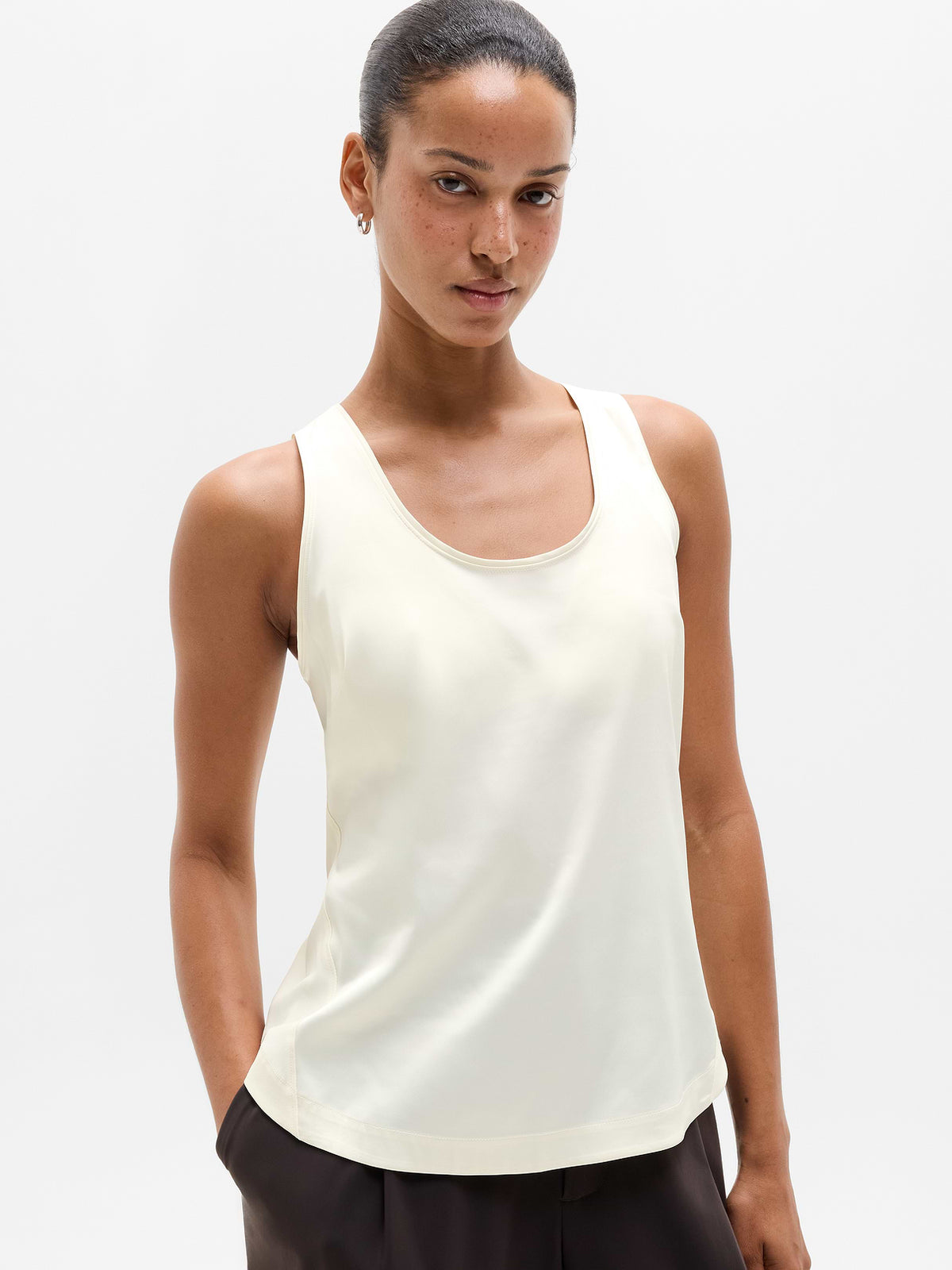 Featherweight Satin Tank - Pearl