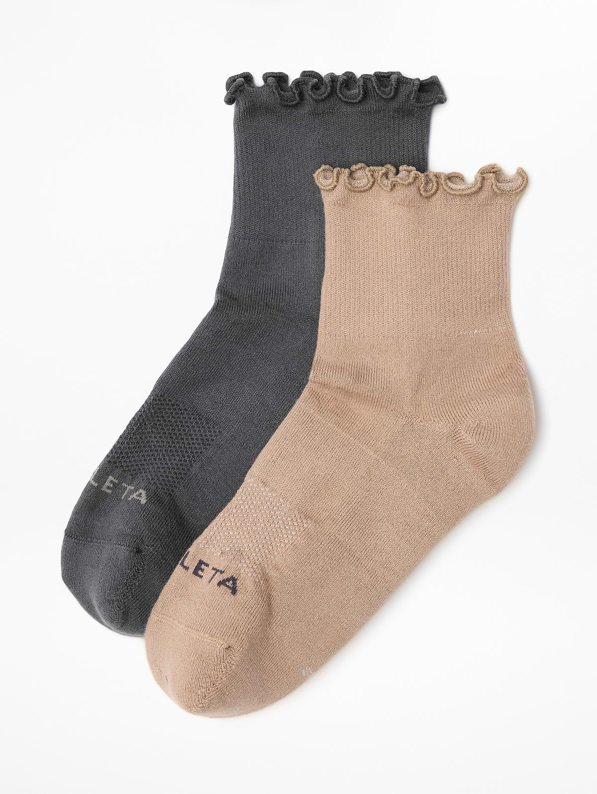 Athleta Ruffle Everyday Quarter Crew Sock 2-Pack - Savanna/Ash