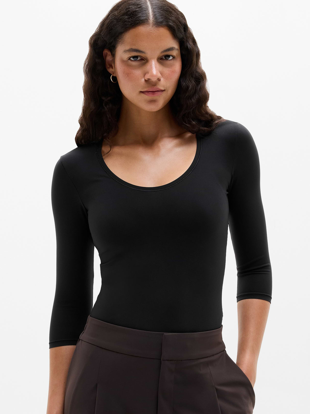Bodymove Scoop Midi Sleeve Tee - Black