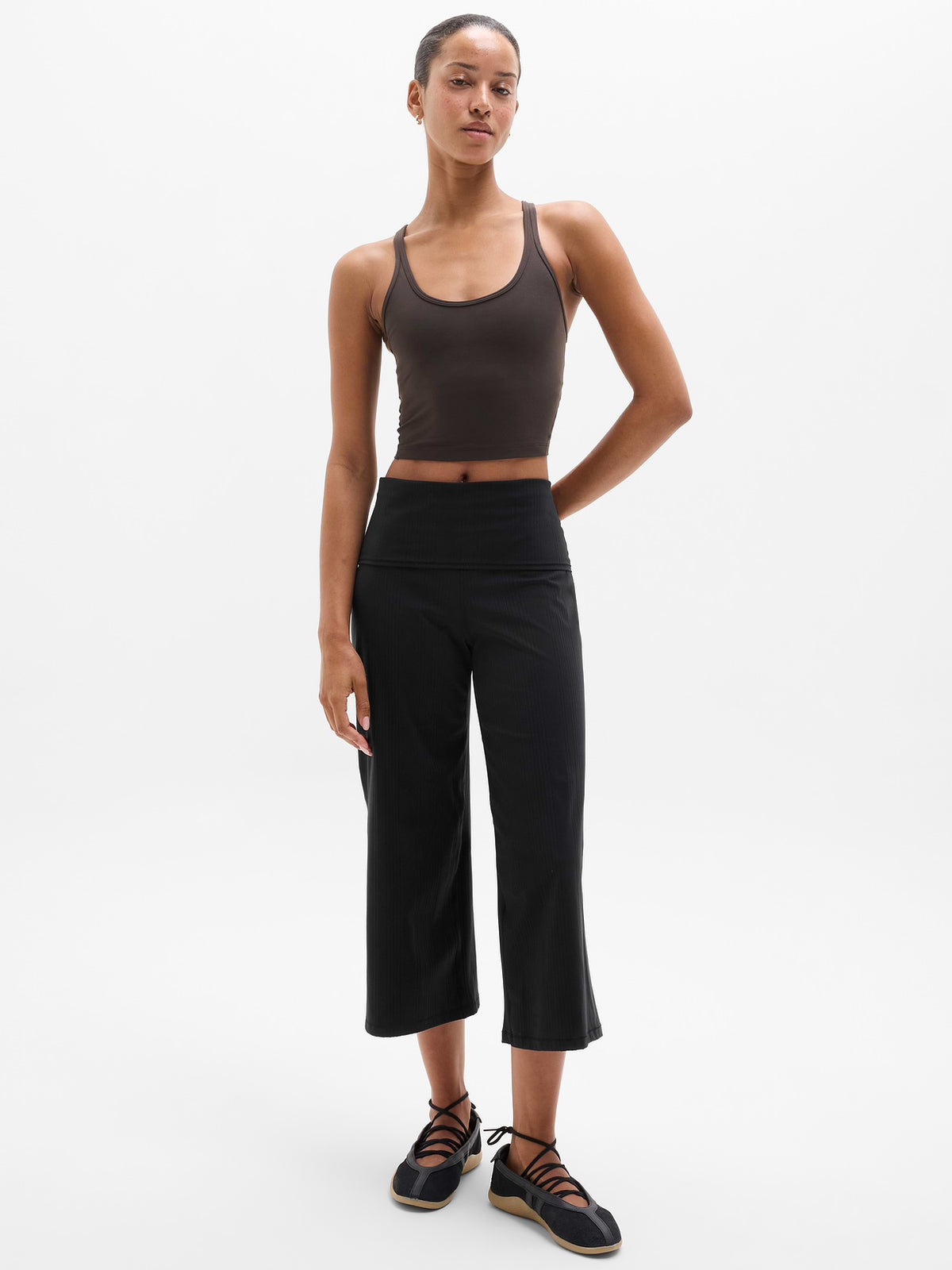 Eternity Rib Crop Wide Leg - Black