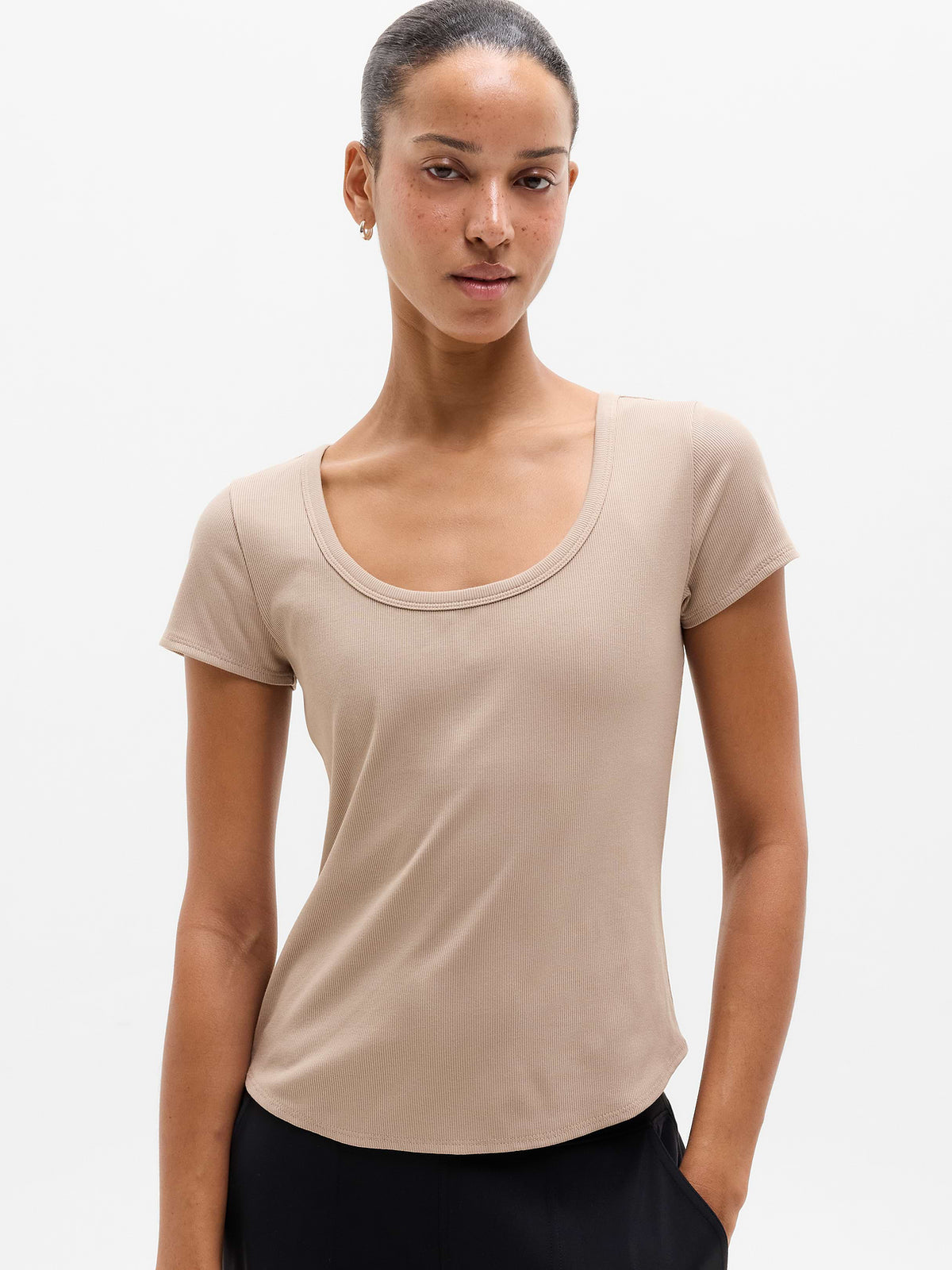 Signature Rib Scoop Tee - Savanna