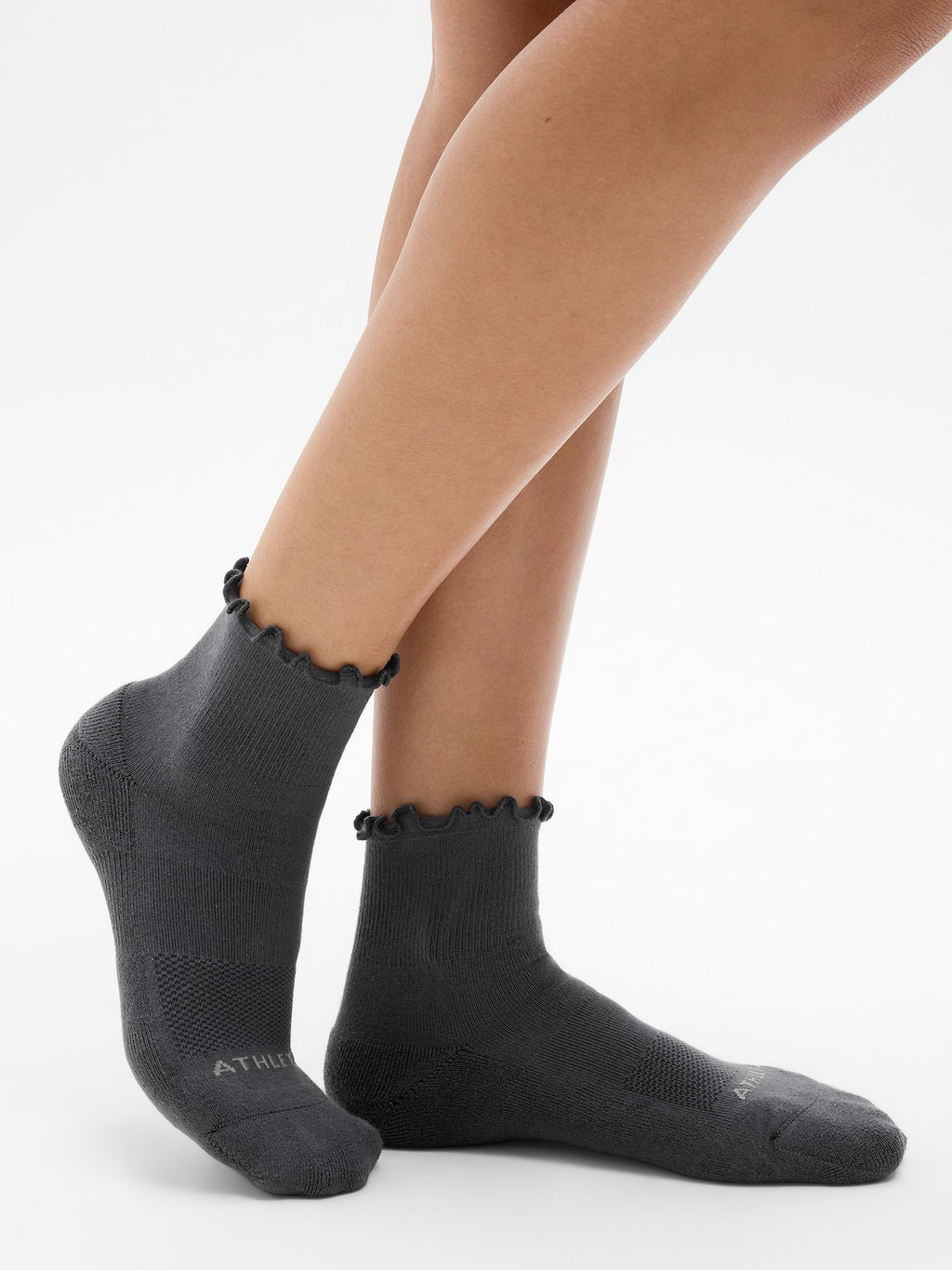 Athleta Ruffle Everyday Quarter Crew Sock 2-Pack - Savanna/Ash