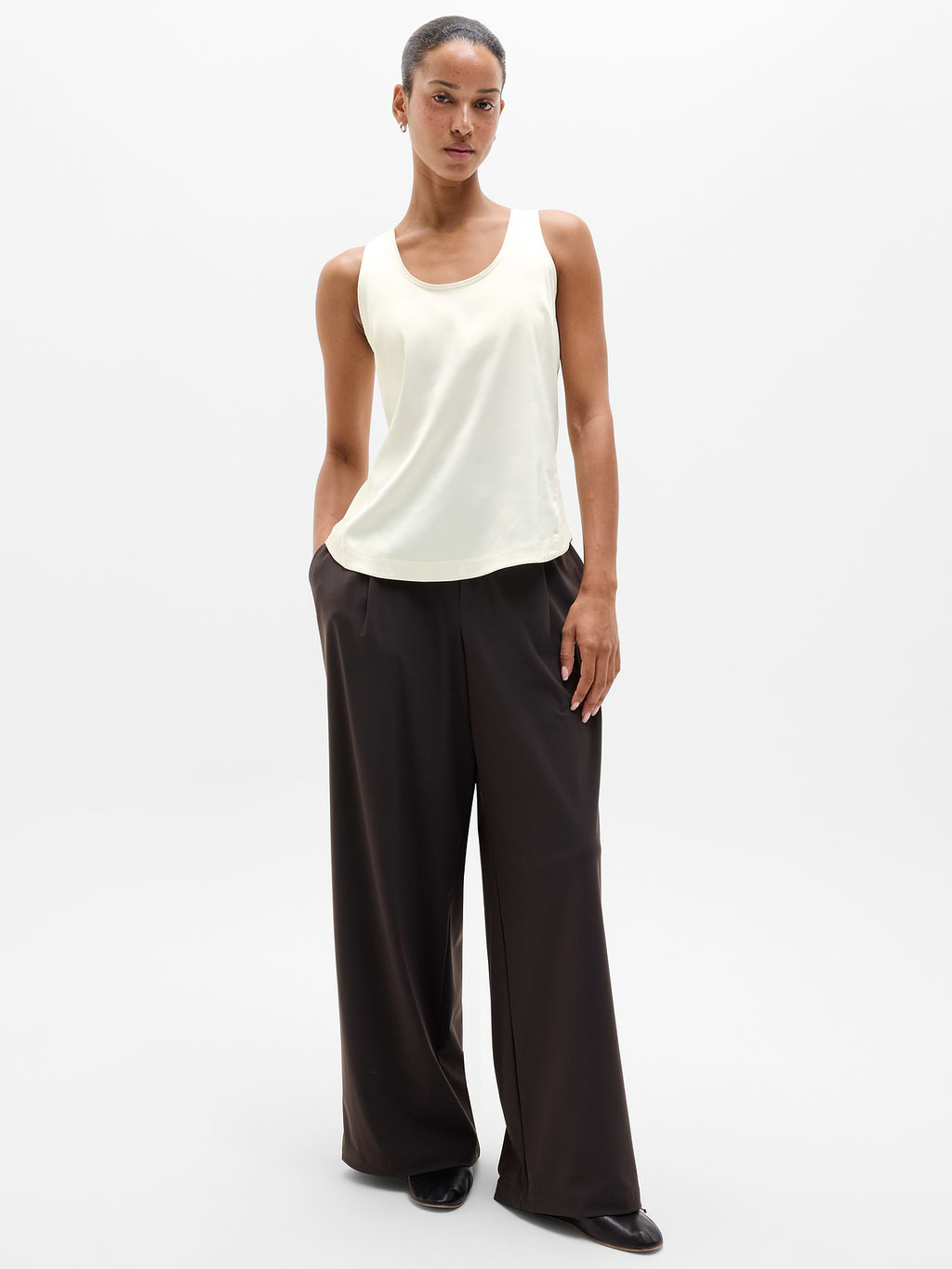 Featherweight Satin Tank - Pearl