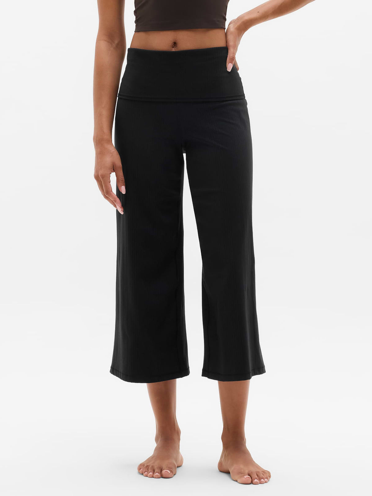 Eternity Rib Crop Wide Leg - Black