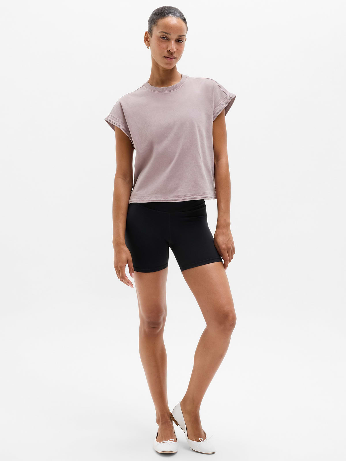 Airy Cotton Terry Sweatshirt Tee - Blush