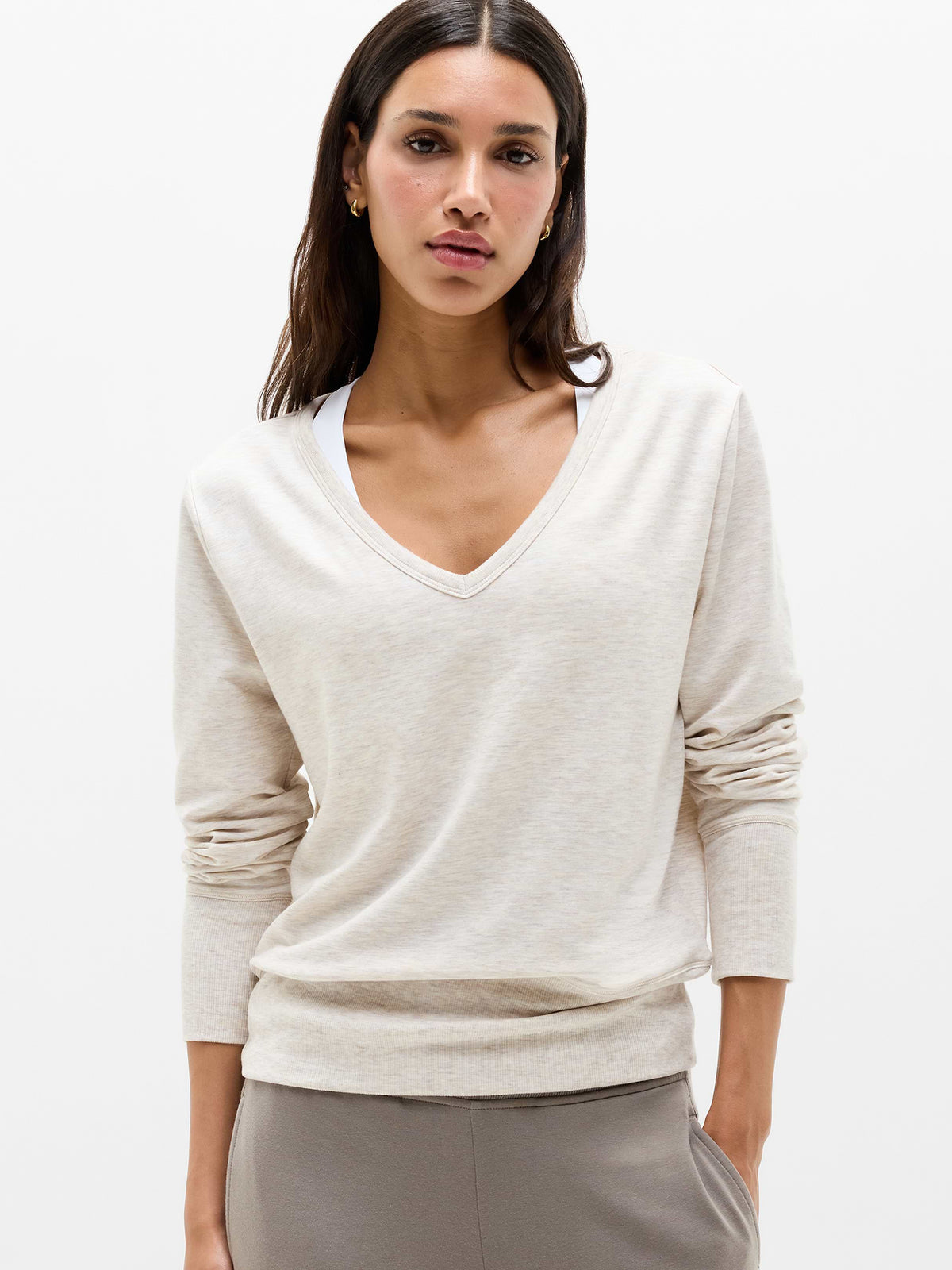 Coaster Luxe V-Neck Sweatshirt - Sandstone Heather