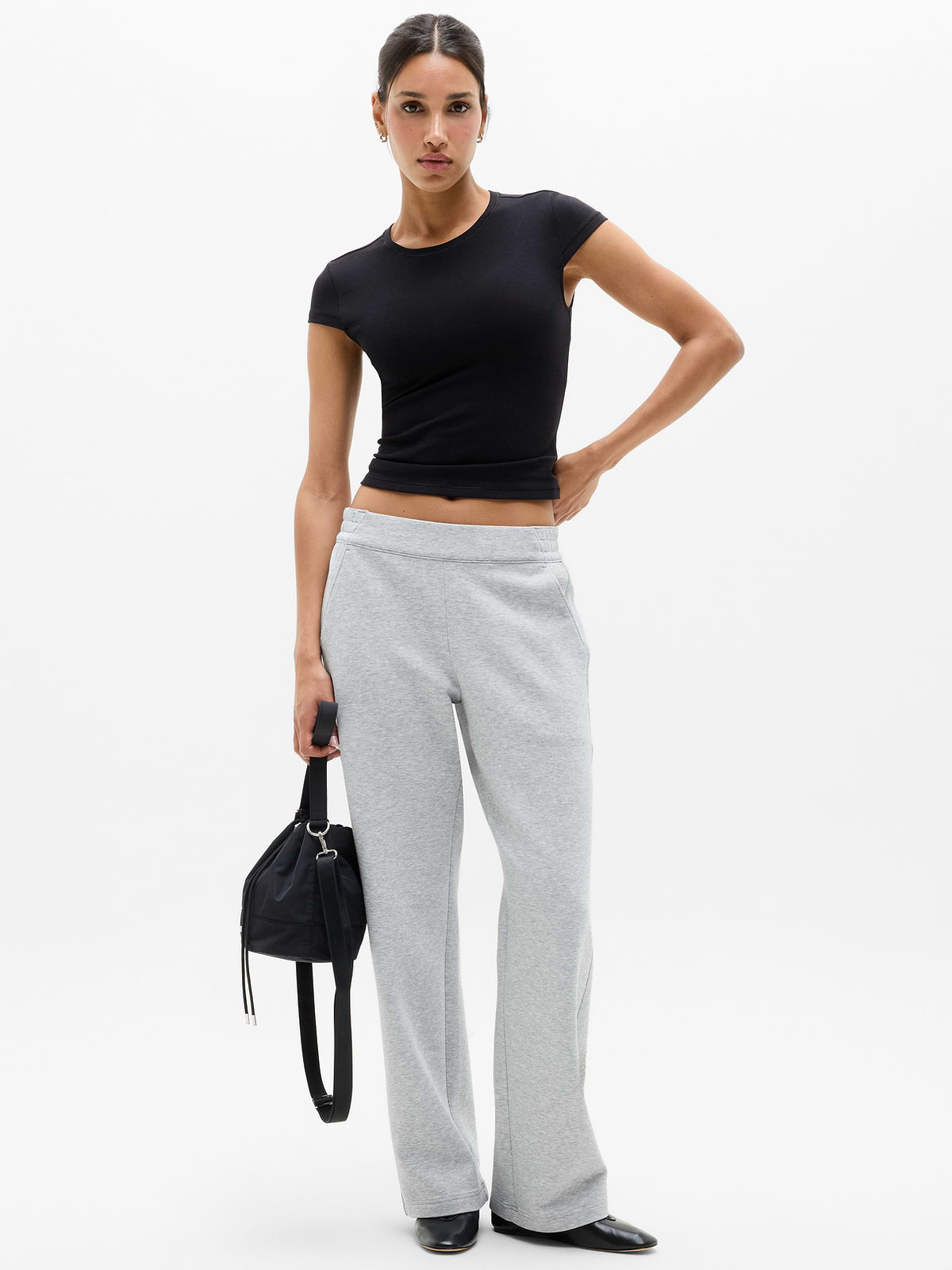 Form Knit Mid Rise Straight Pant - Grey Heather