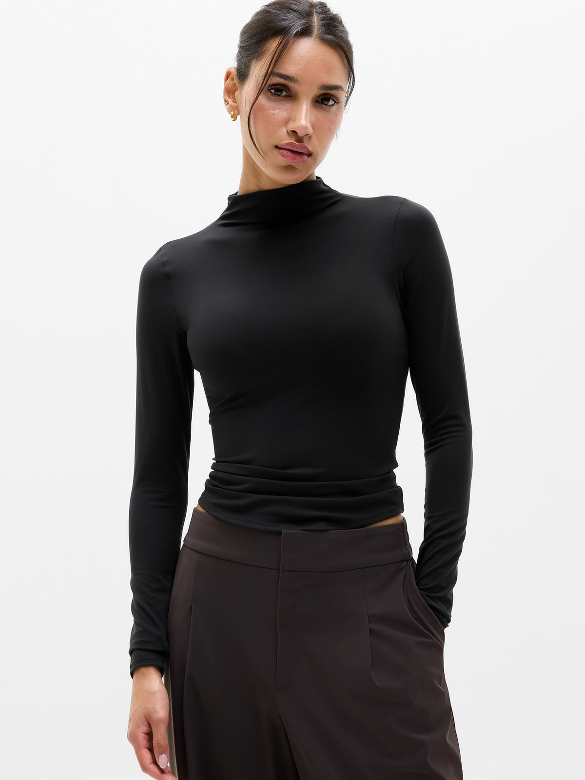BodyMove Mock Neck Top - Black