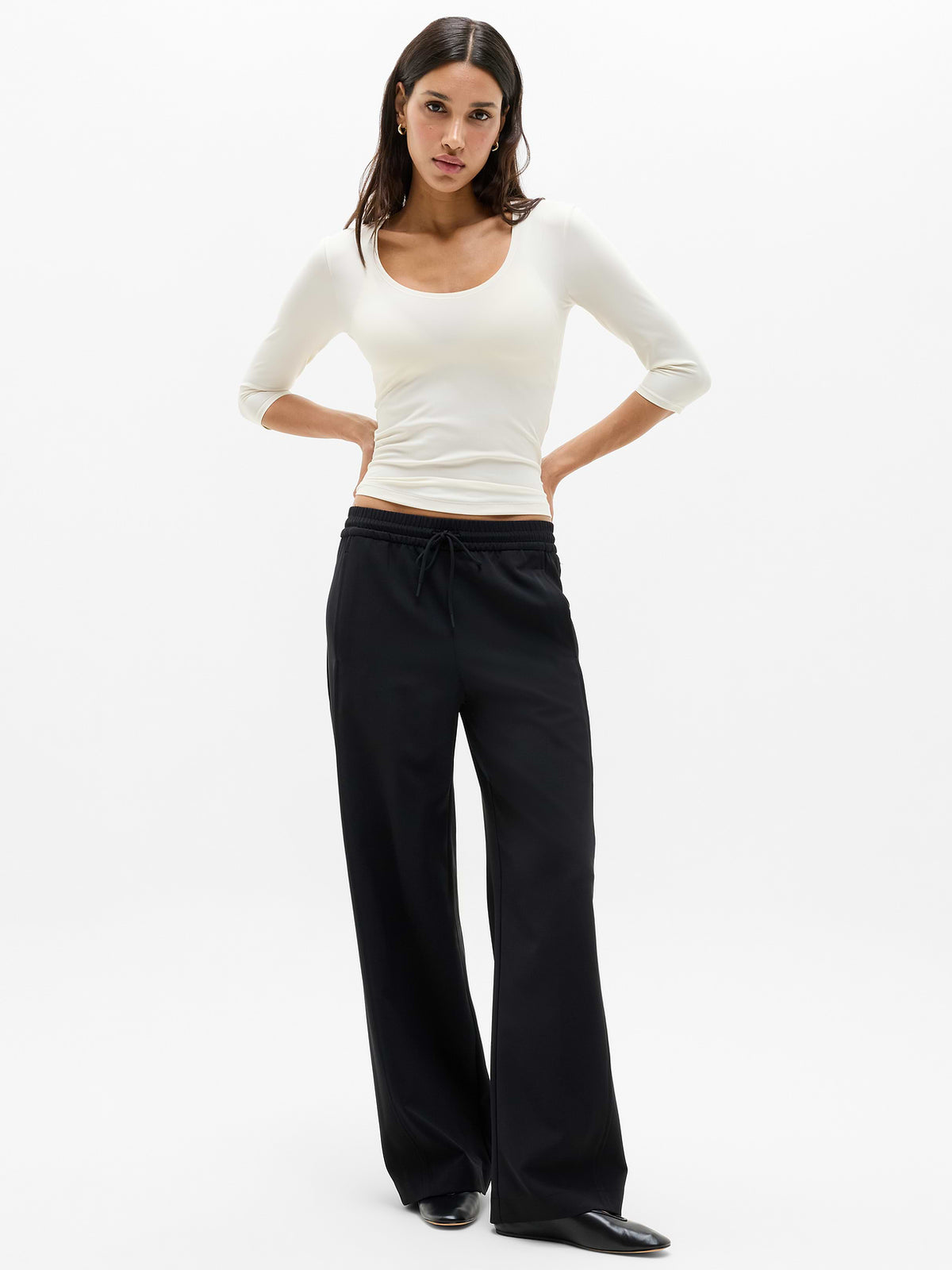 Bodymove Scoop Midi Sleeve Tee - Bone