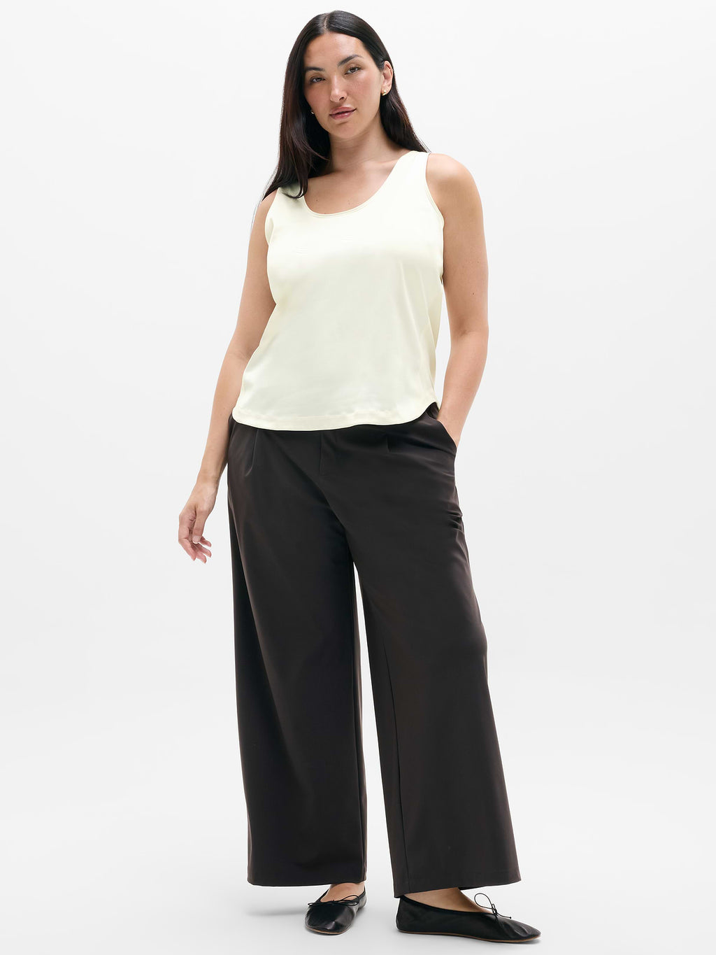 Featherweight Satin Tank - Pearl