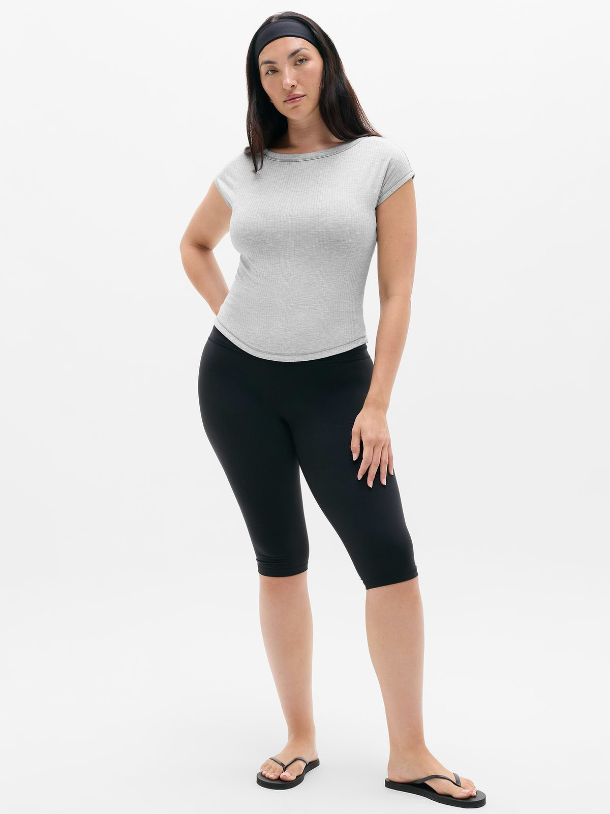 Perfect Rib Boatneck Tee - Grey Heather