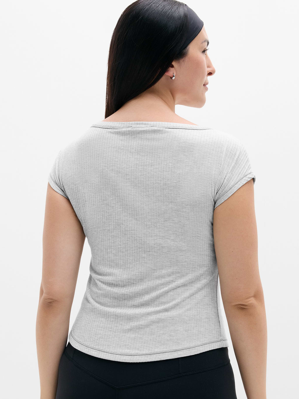 Perfect Rib Boatneck Tee - Grey Heather