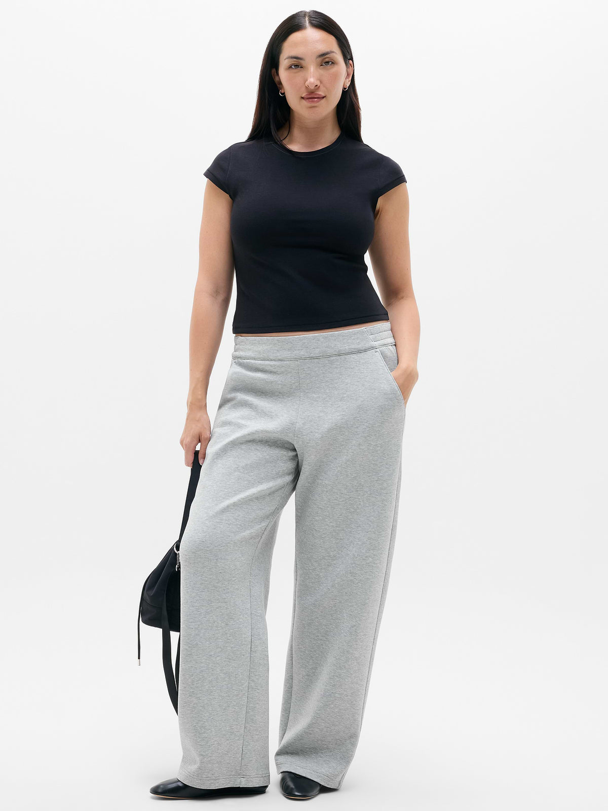 Form Knit Mid Rise Straight Pant - Grey Heather