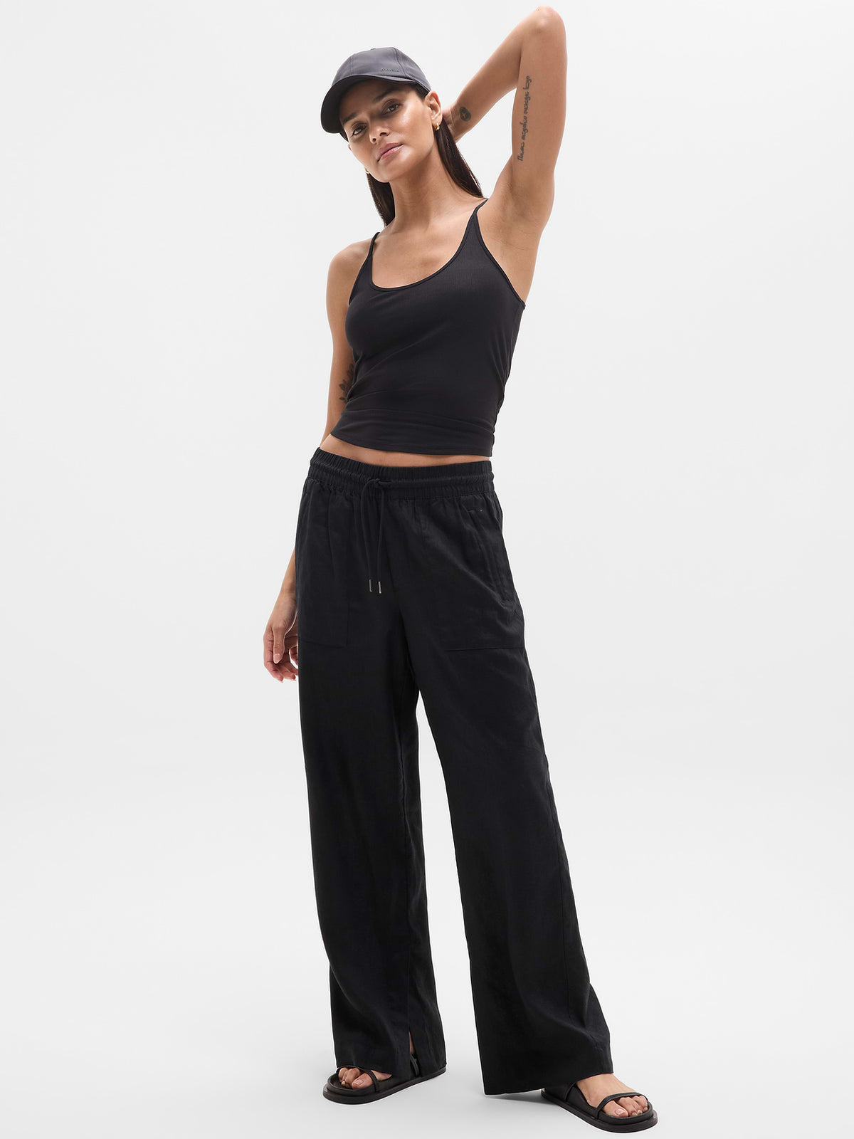 Retreat Linen High Rise Wide Leg Pant - Black