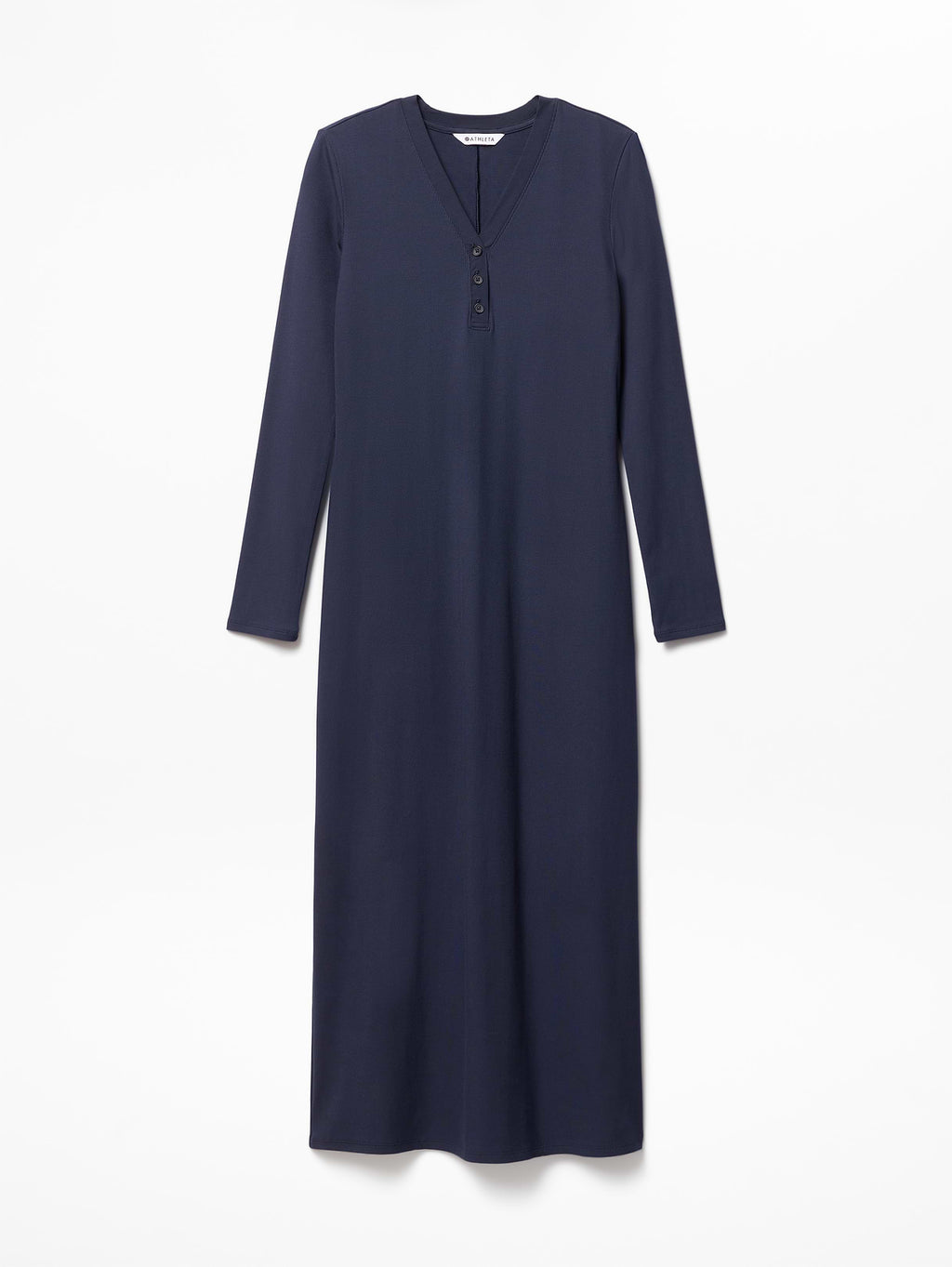 Signature Rib Long Sleeve Maxi Dress - Navy