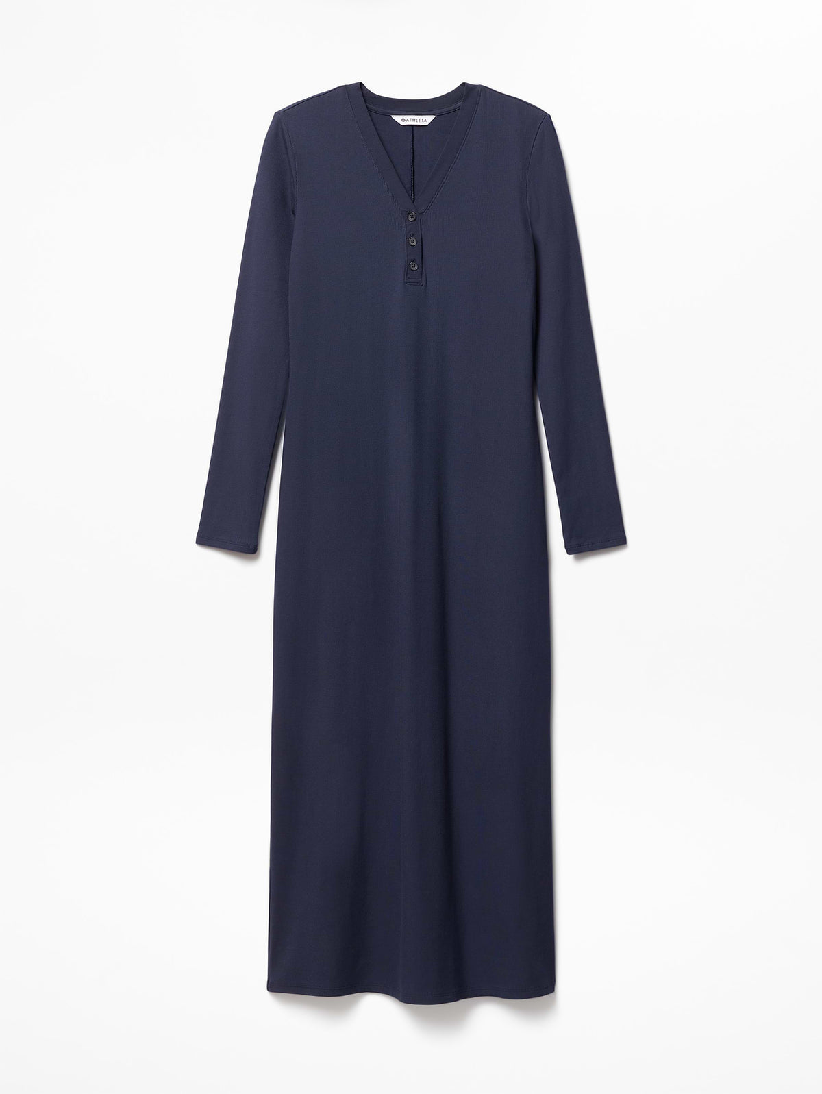 Signature Rib Long Sleeve Maxi Dress - Navy