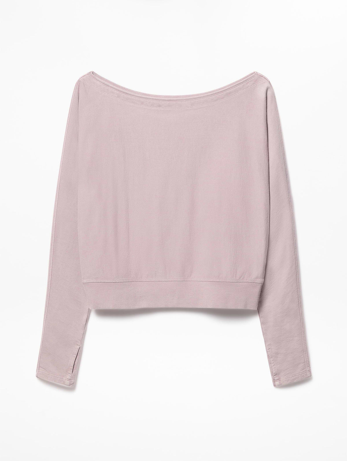 Airy Cotton Terry Snow Wash Boat Neck Sweatshirt - Blush