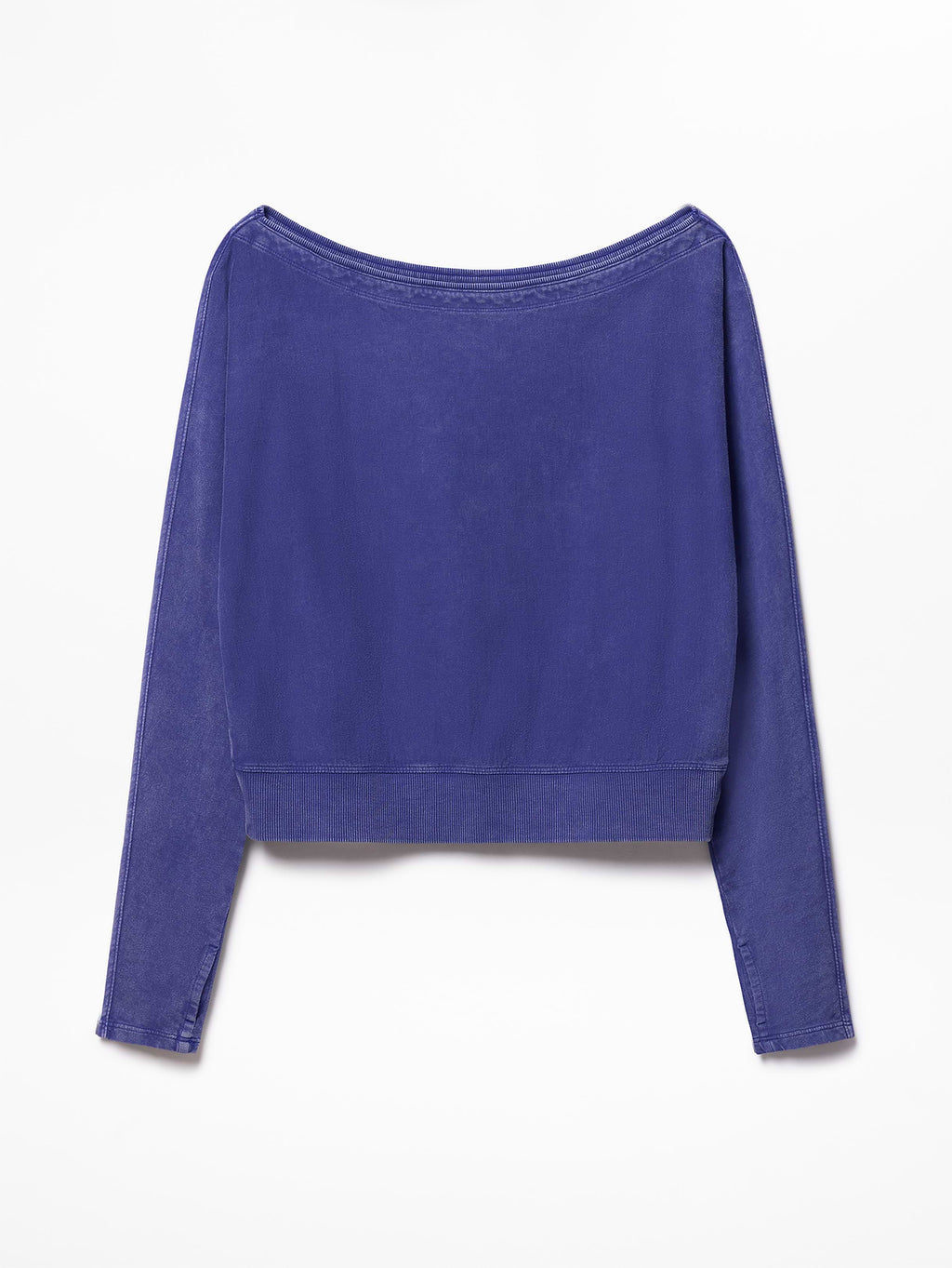 Airy Cotton Terry Snow Wash Boat Neck Sweatshirt - Mystic