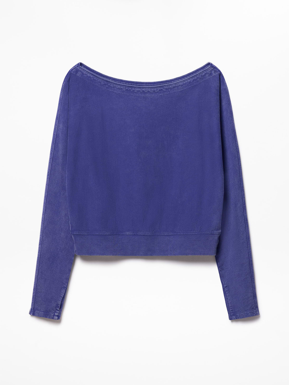 Airy Cotton Terry Snow Wash Boat Neck Sweatshirt - Mystic