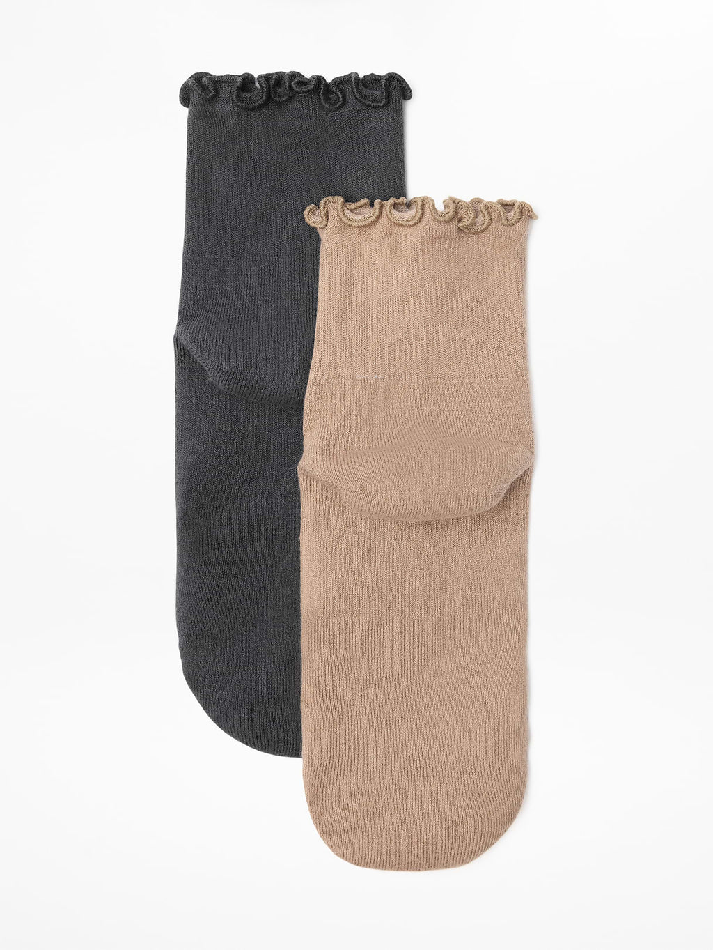 Athleta Ruffle Everyday Quarter Crew Sock 2-Pack - Savanna/Ash