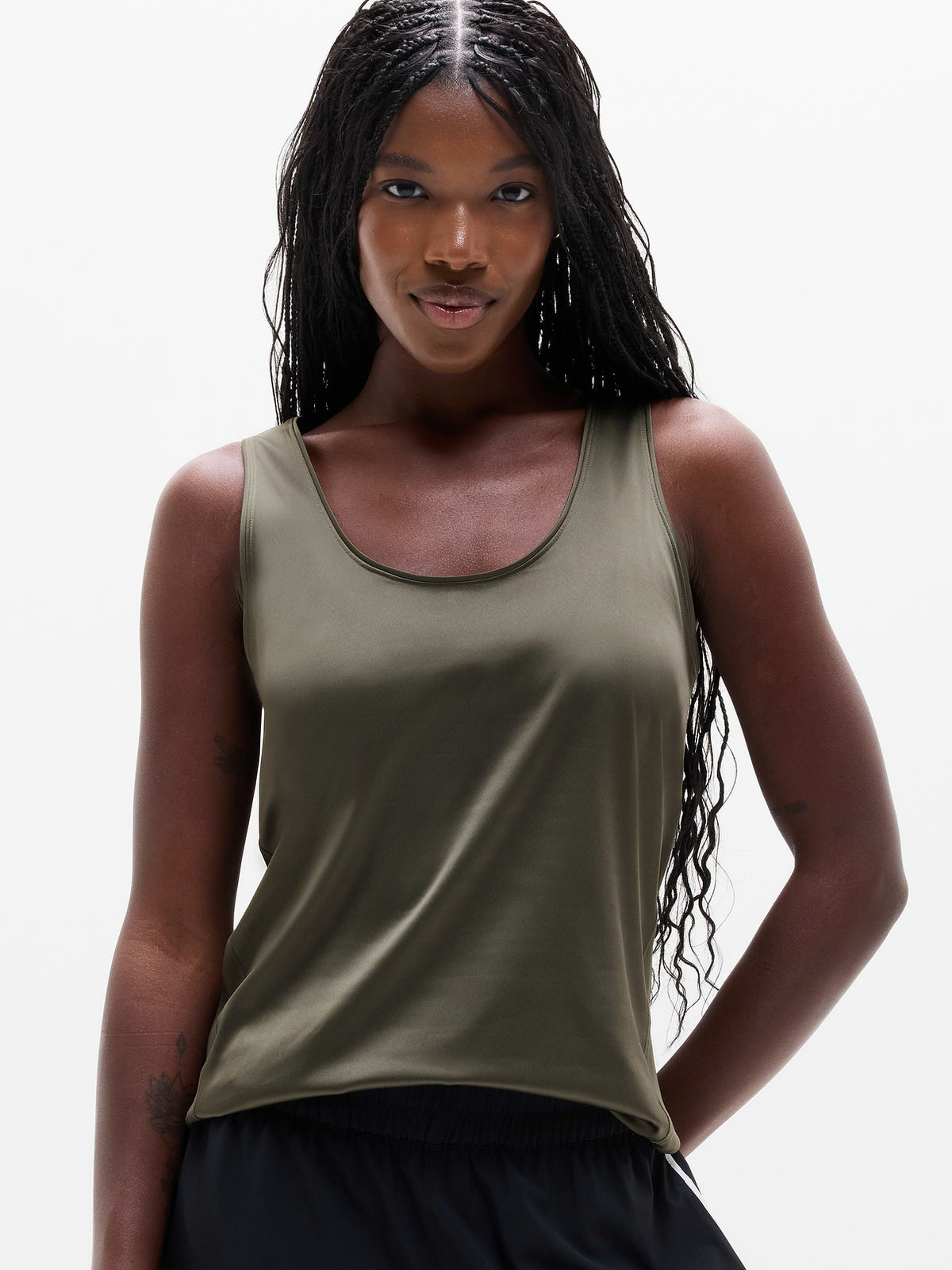 Featherweight Satin Tank - Jungle