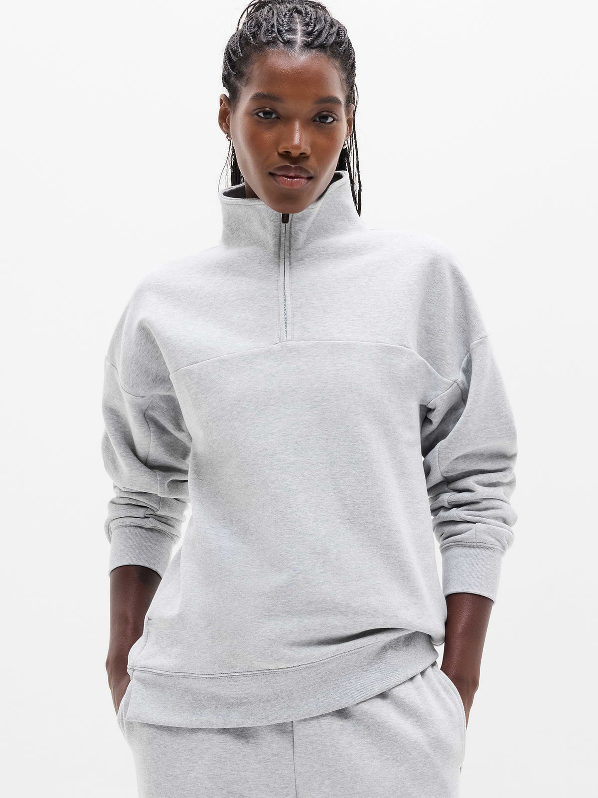 Forever Fleece 1/4 Zip Sweatshirt - Grey Heather