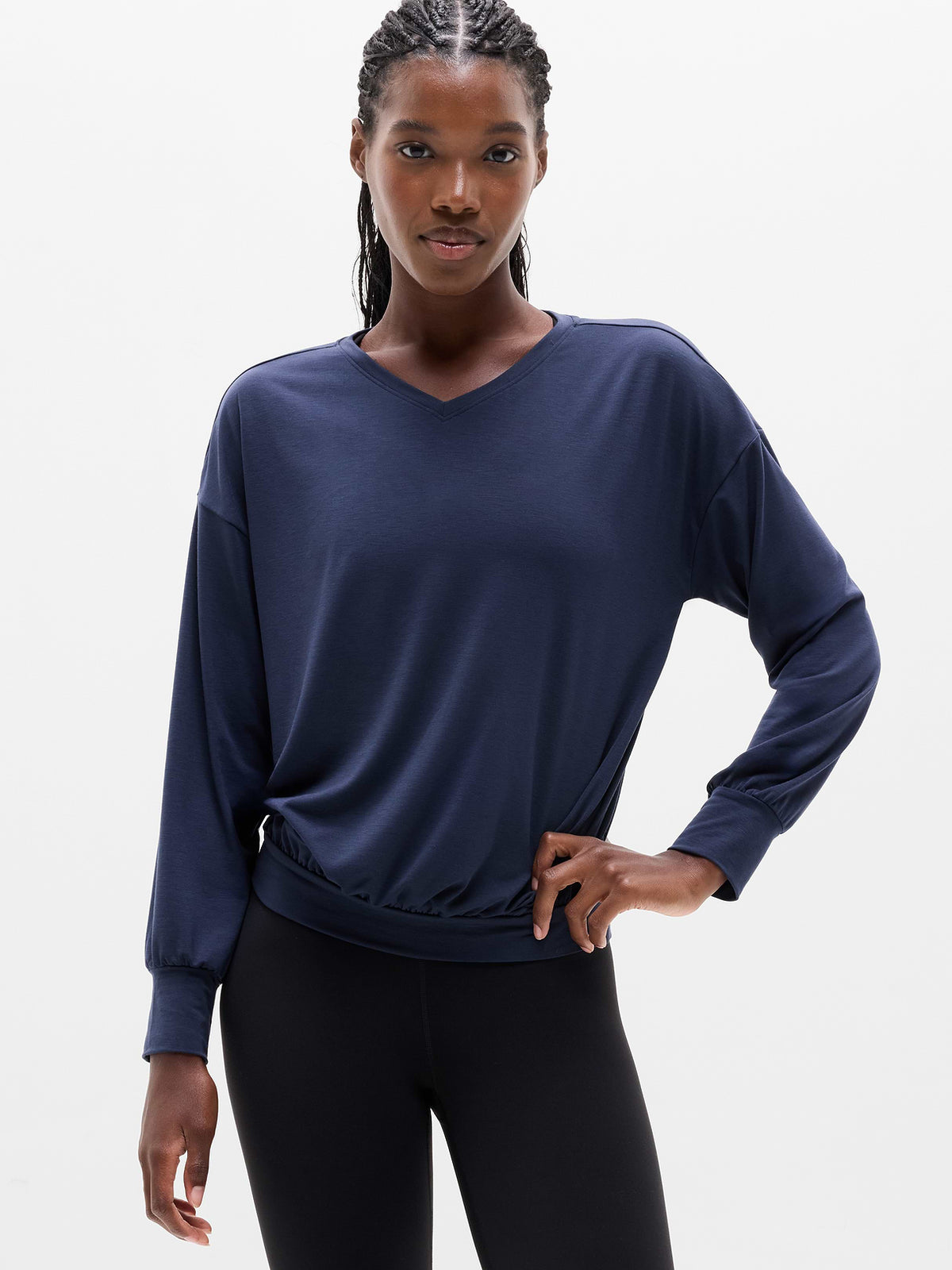 Move With Ease V-Neck Top - Navy