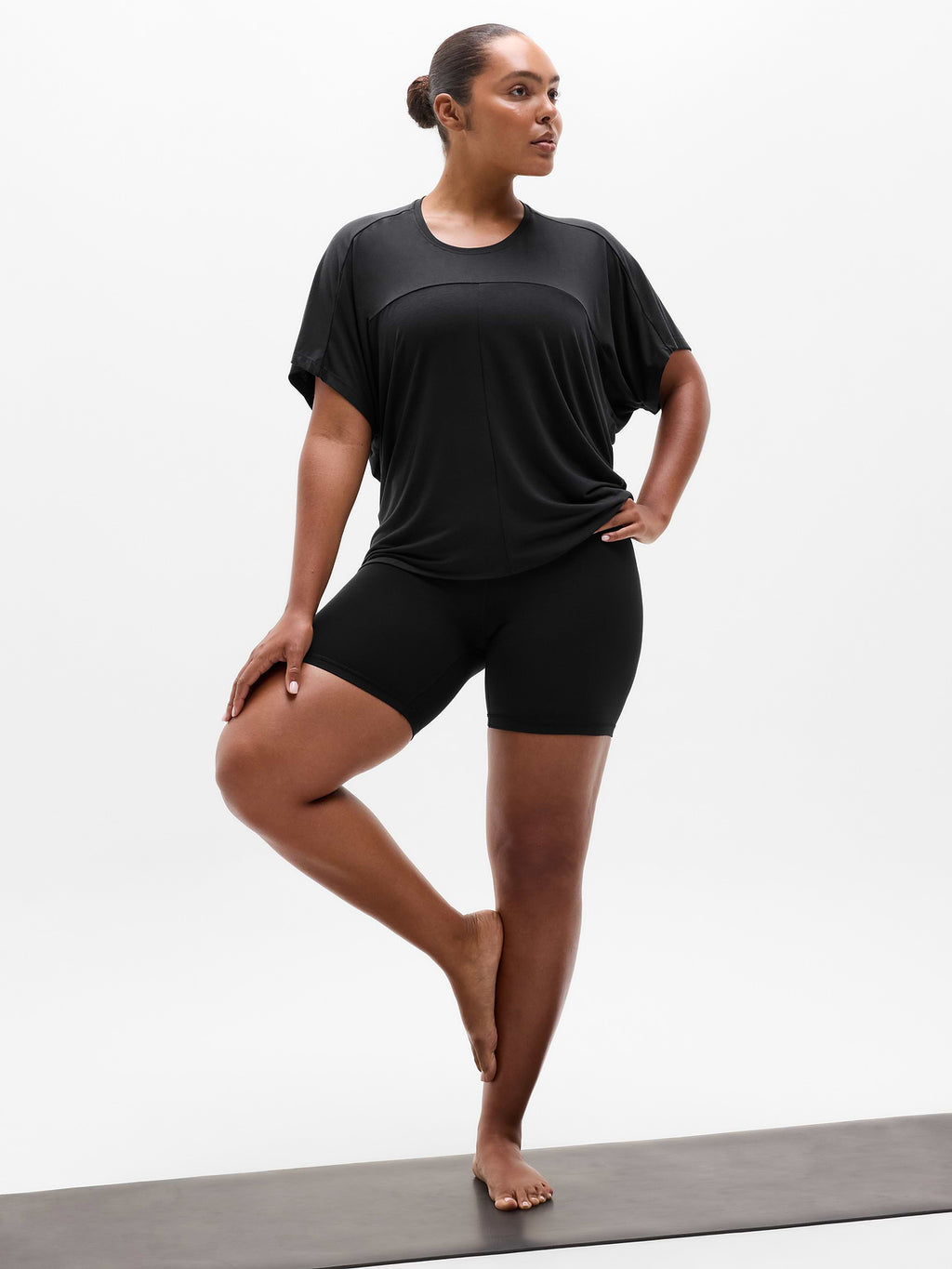 Move With Ease Draped Tee - Black