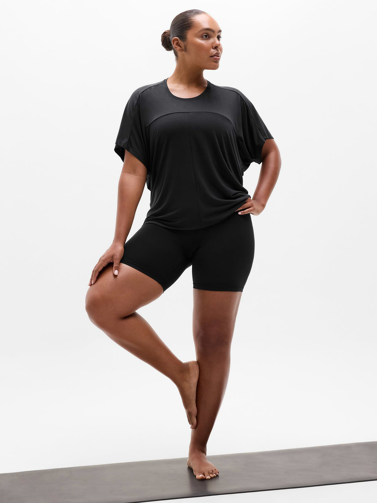 Move With Ease Draped Tee - Black