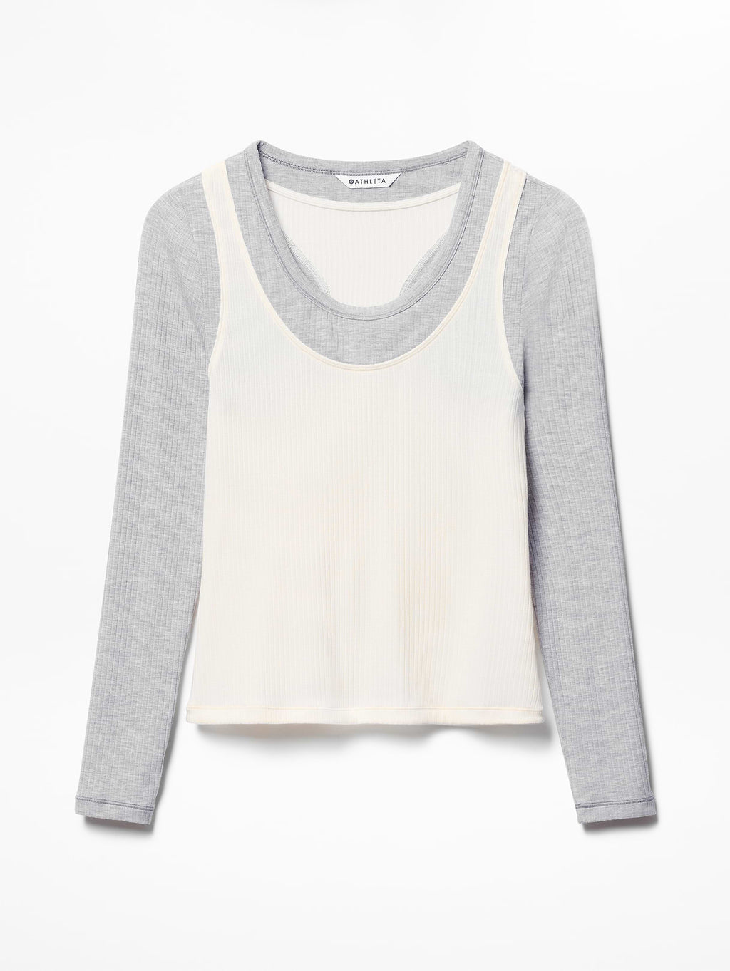 Perfect Rib Layered Top - Grey Heather/Pearl