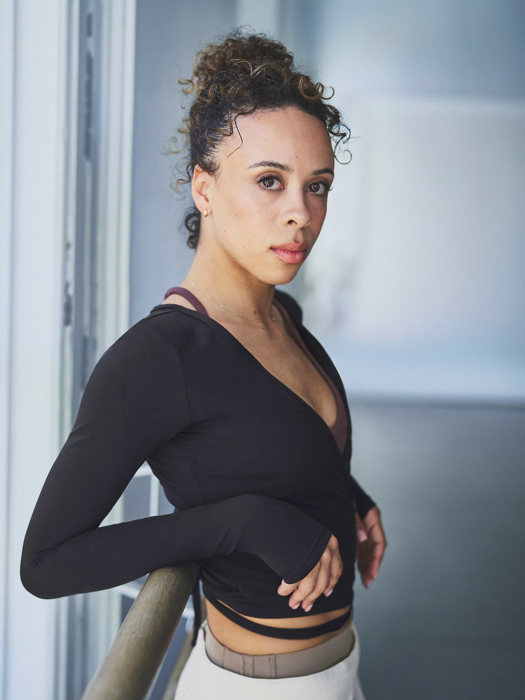 Transcend Wrap Crop Top - Black