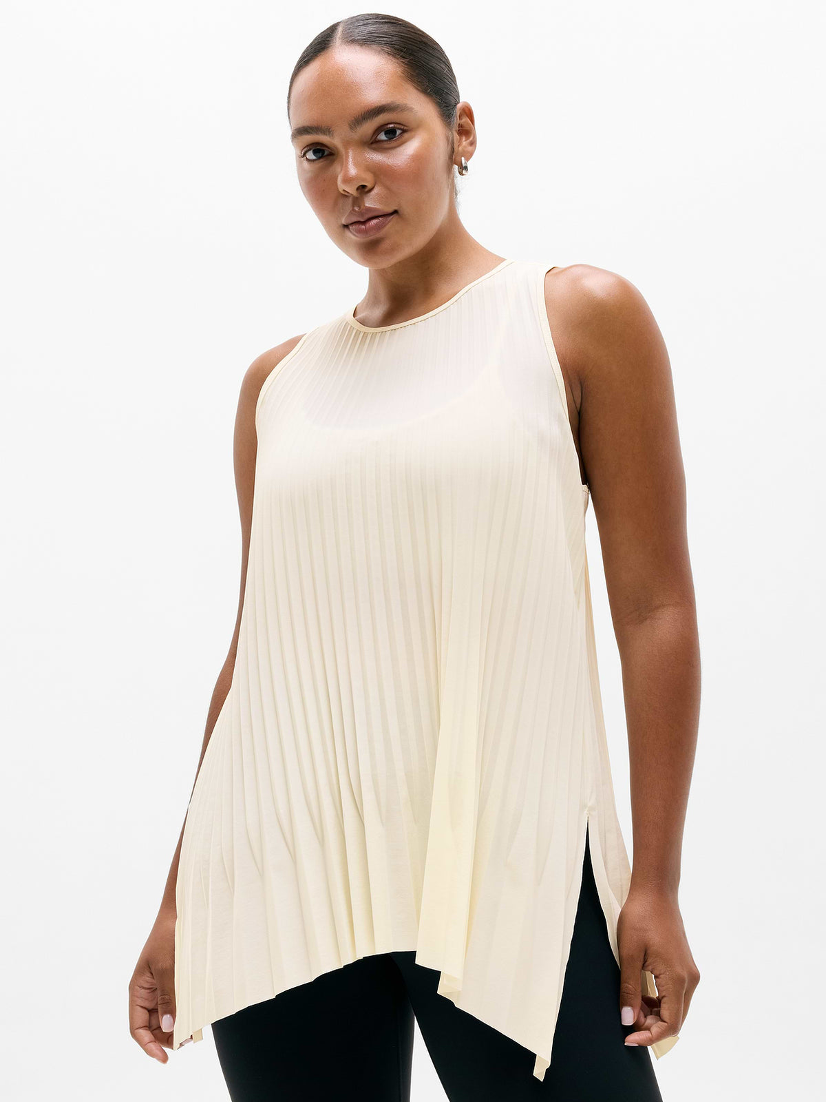 Featherweight Plissé Tank - Pearl