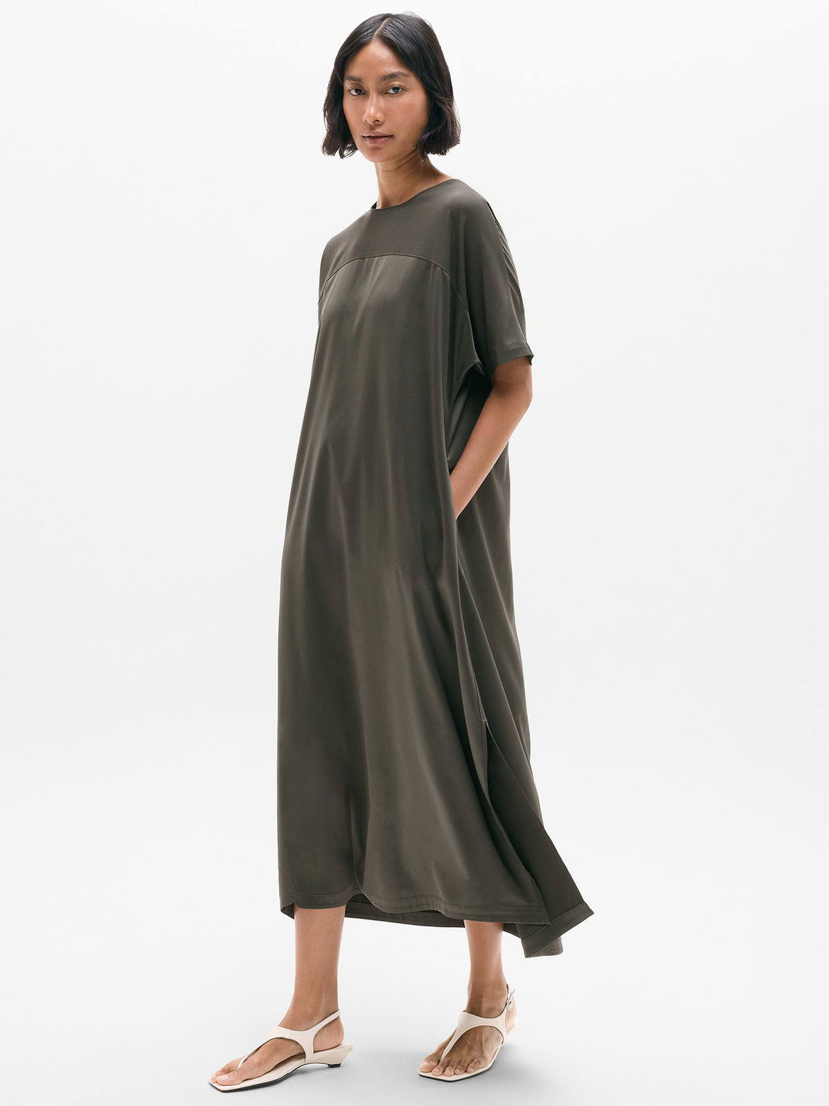 Featherweight Satin Dress - Jungle