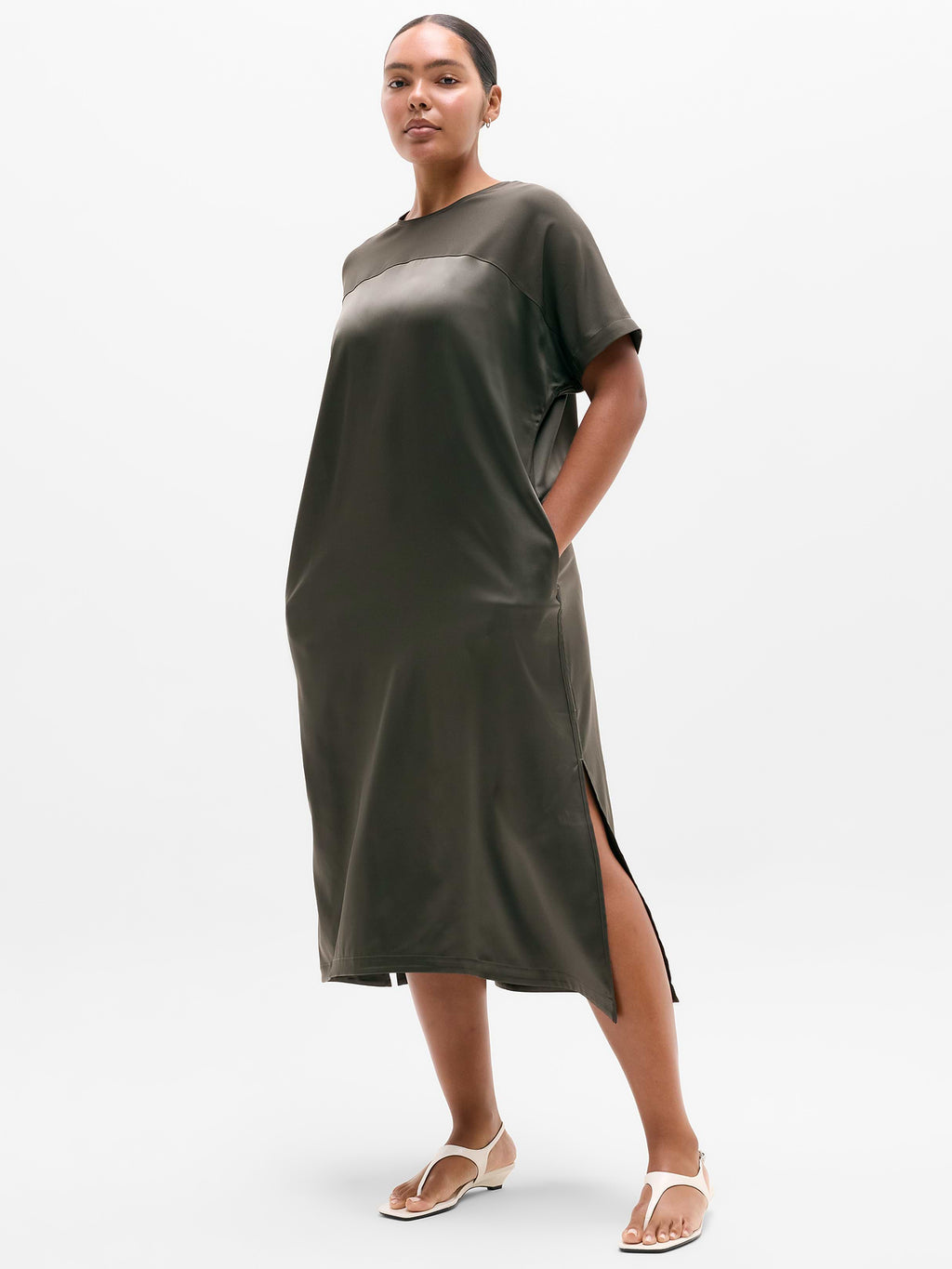 Featherweight Satin Dress - Jungle