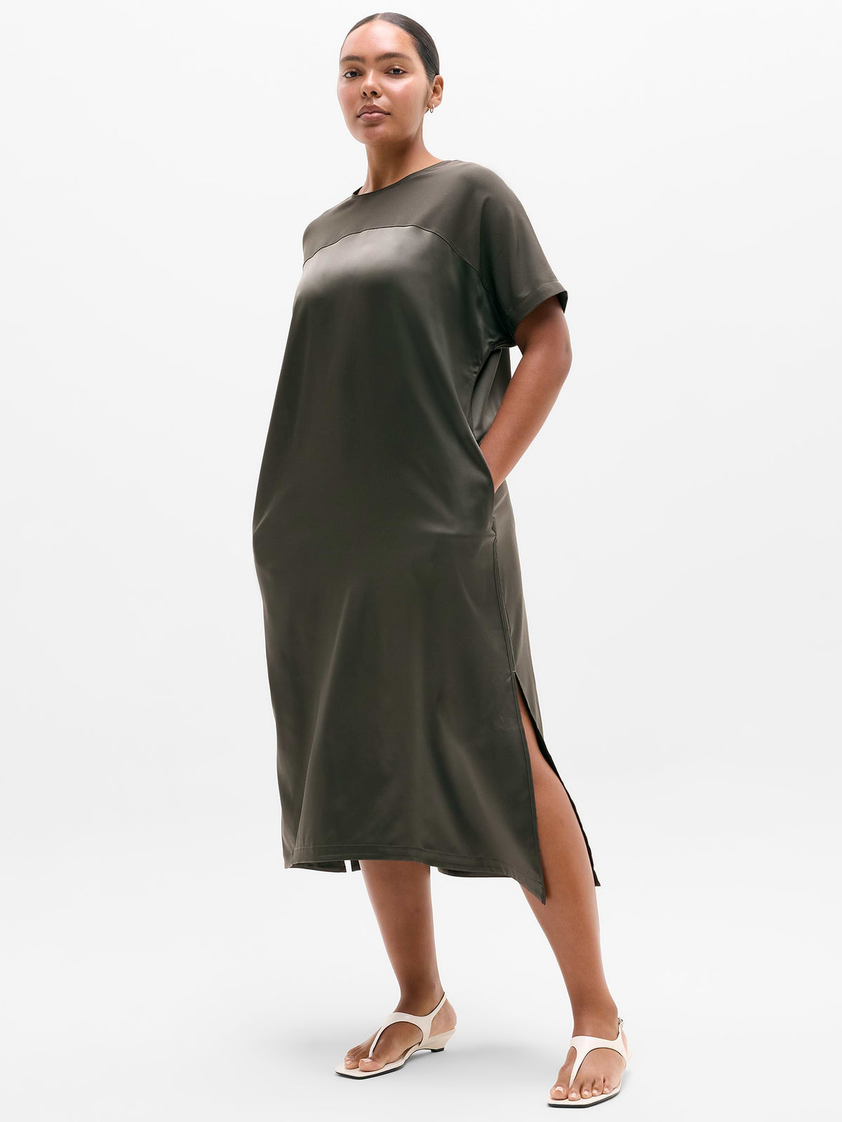 Featherweight Satin Dress - Jungle