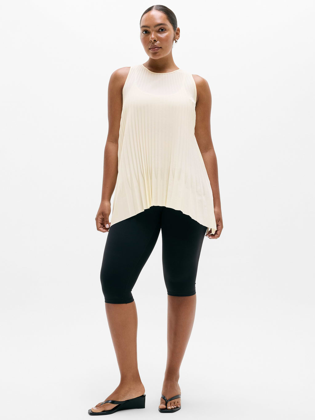 Featherweight Plissé Tank - Pearl