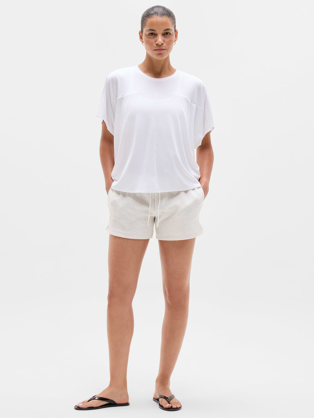 Move With Ease Draped Tee - Bright White