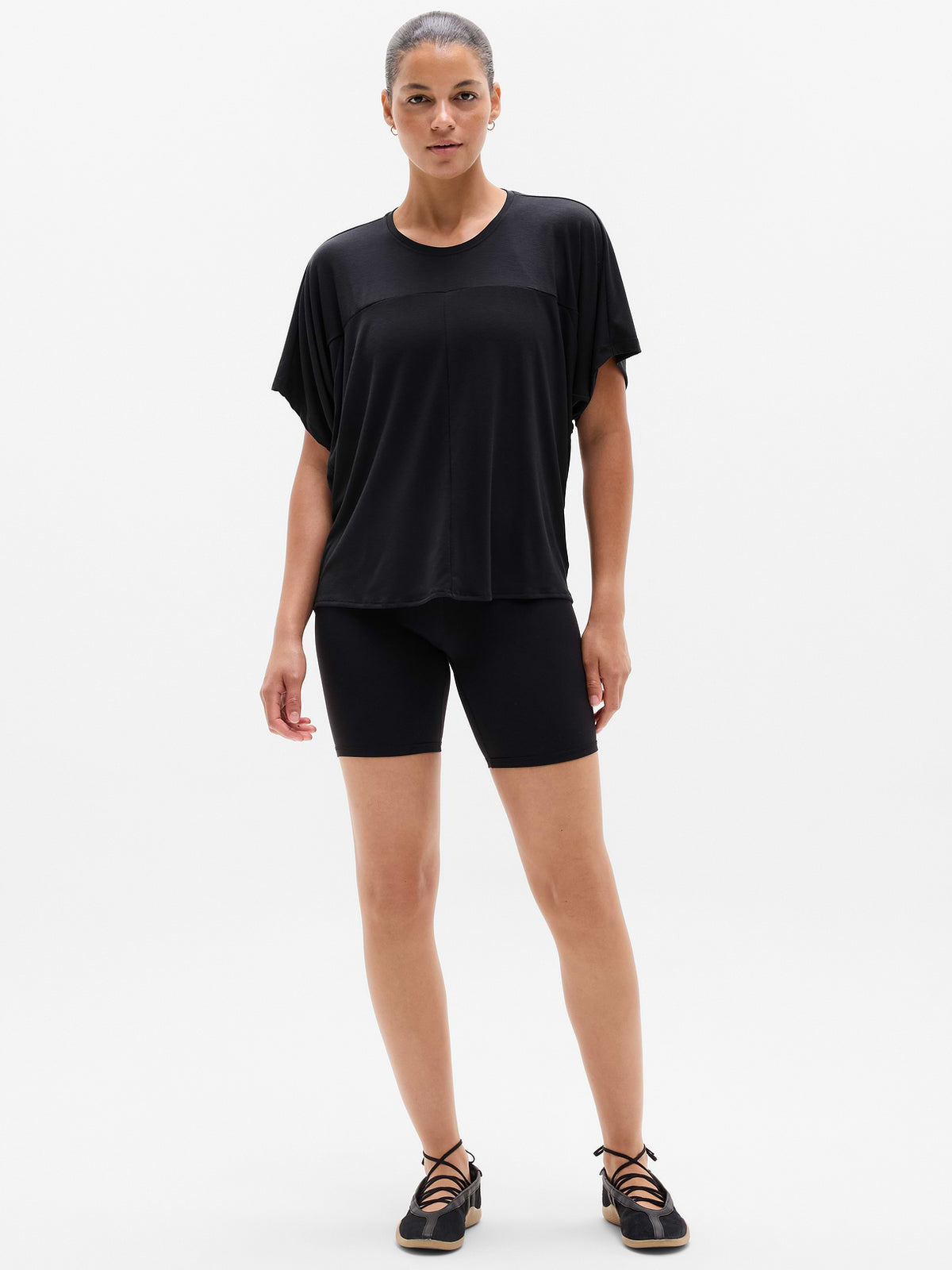 Move With Ease Draped Tee - Black