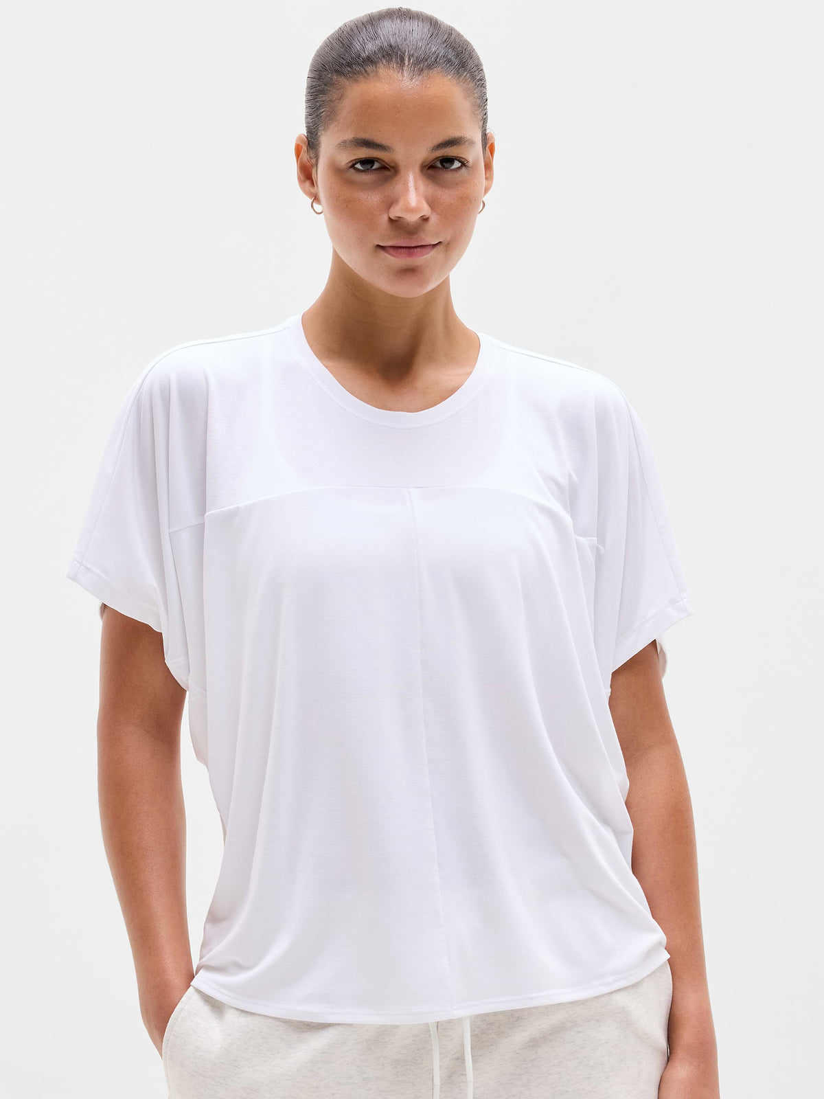 Move With Ease Draped Tee - Bright White